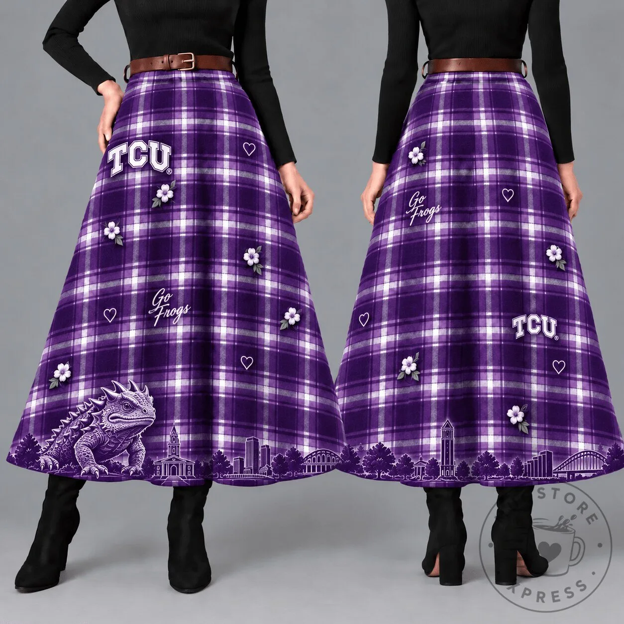 Texas Christian University Horned Frogs Plaid Maxi Skirt