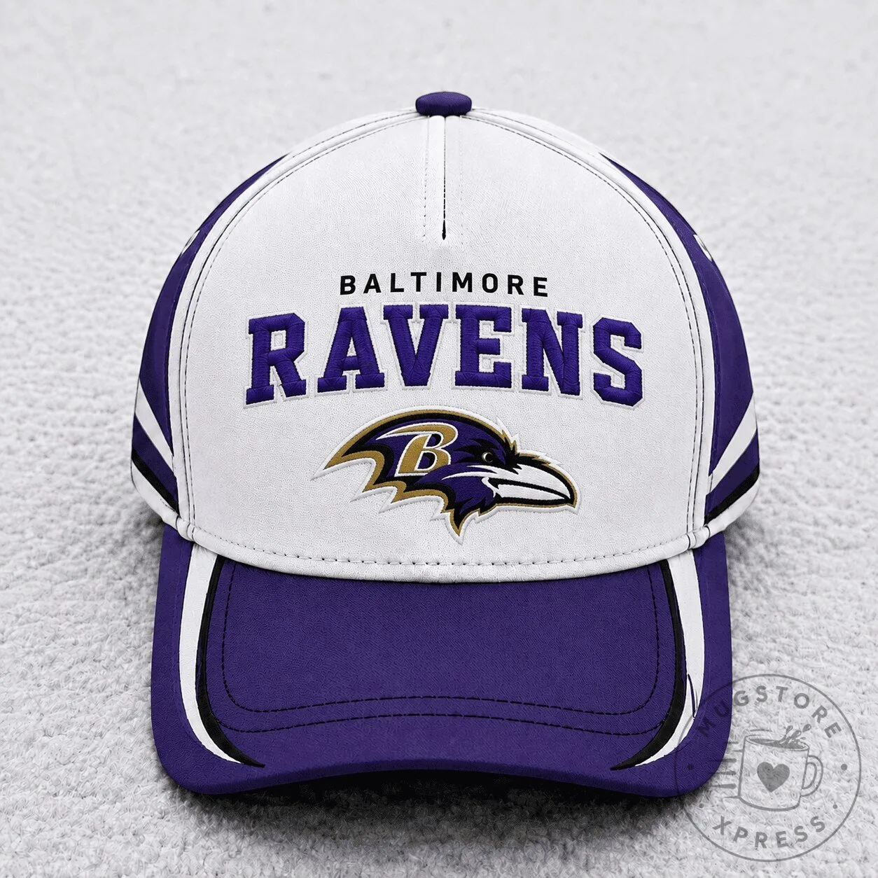 Baltimore Ravens NFL Football Team Logo White and Purple Baseball Cap Hat 5 Baltimore Ravens NFL Football Team Logo White and Purple Baseball Cap Hat