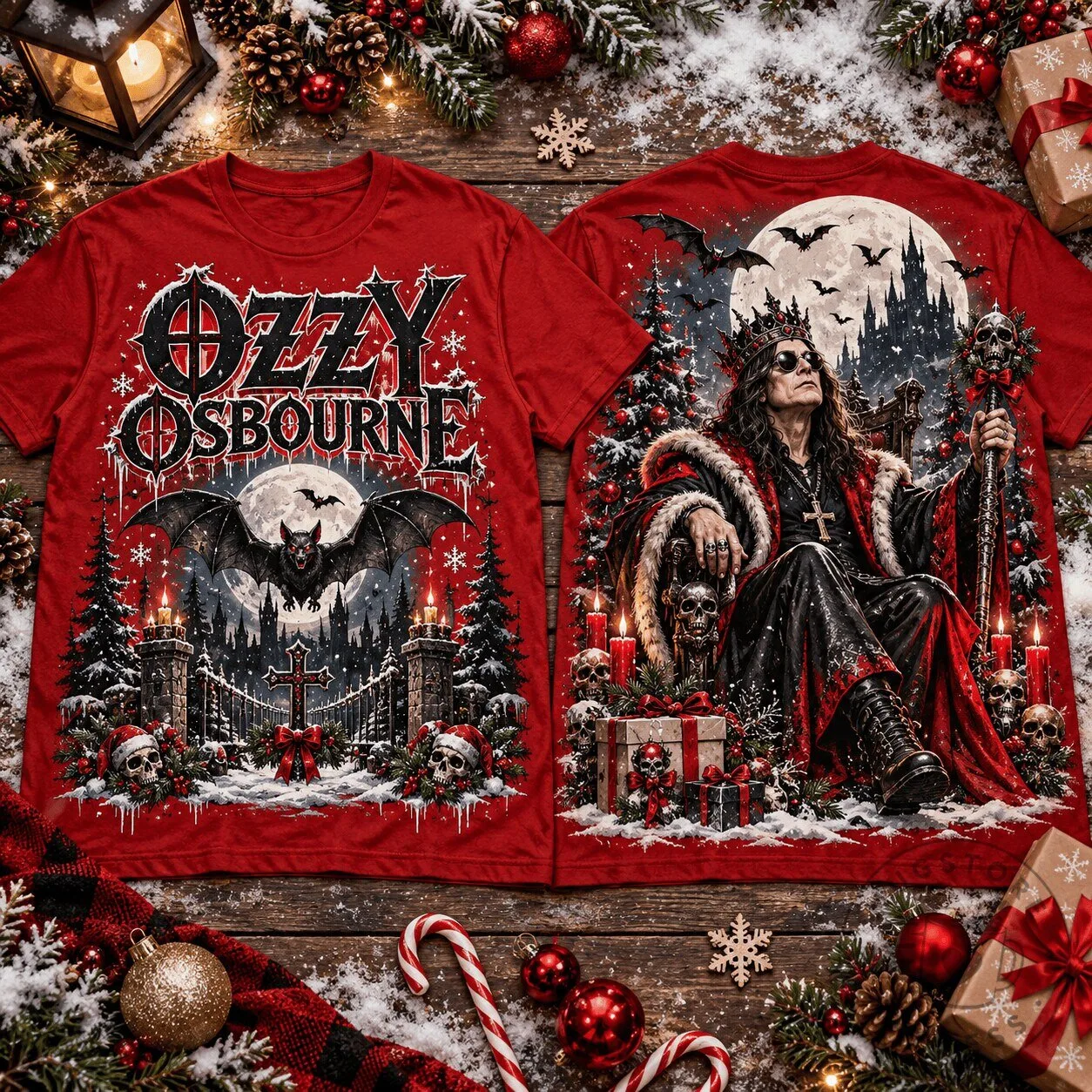 Ozzy Osbourne Christmas Holiday Rock Music Band T-Shirt