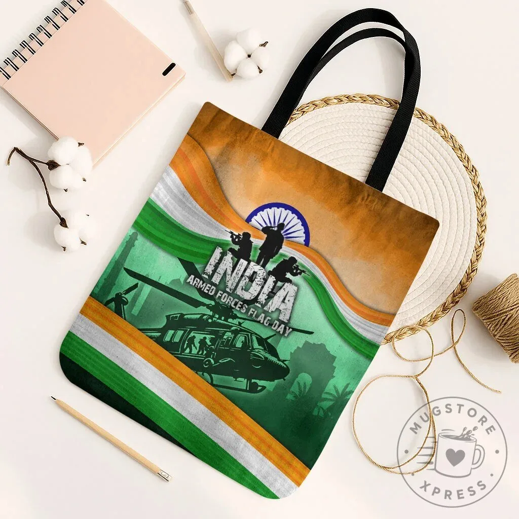 India Armed Forces Flag Day Patriotic Indian Military Tote Bag