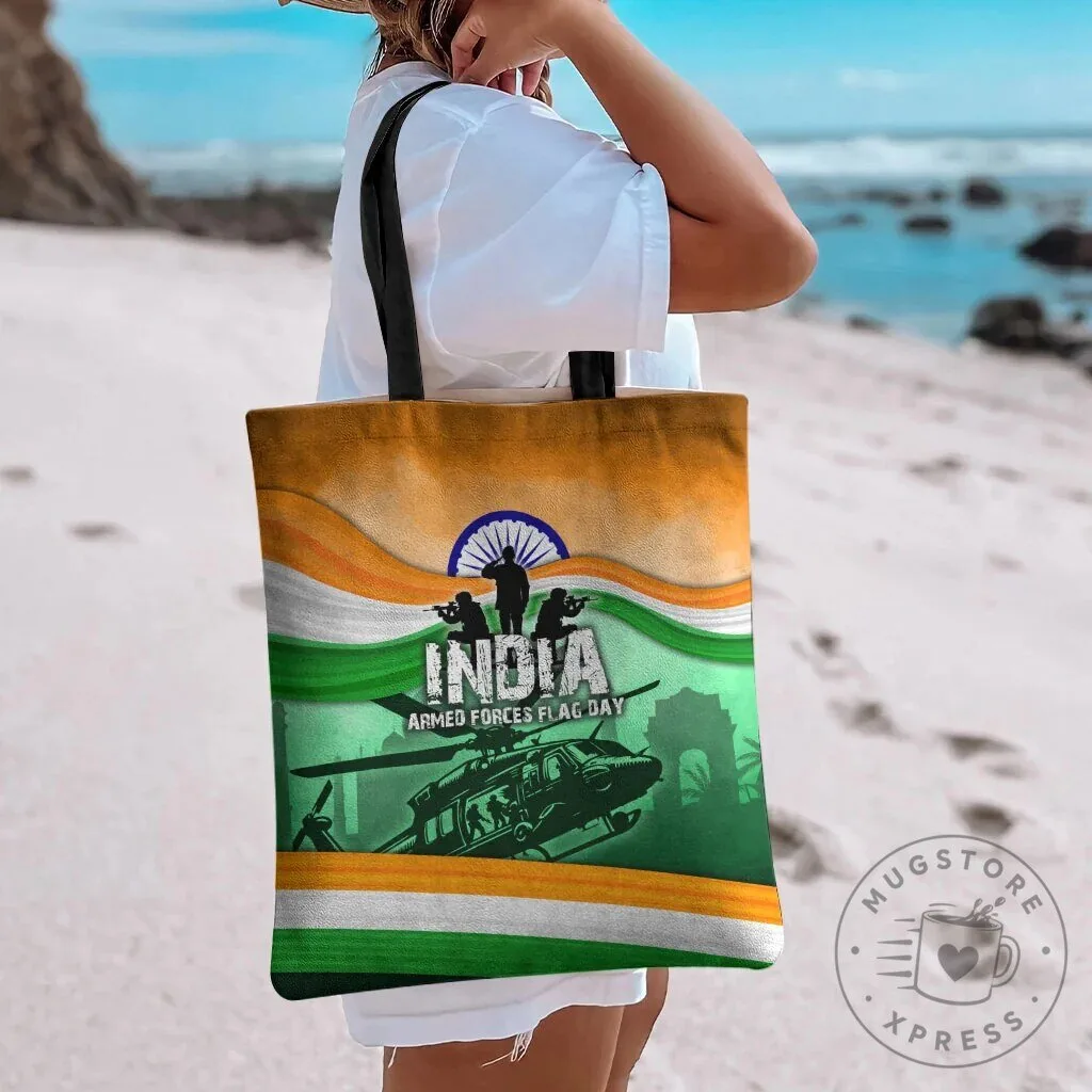 India Armed Forces Flag Day Patriotic Indian Military Tote Bag 10 India Armed Forces Flag Day Patriotic Indian Military Tote Bag