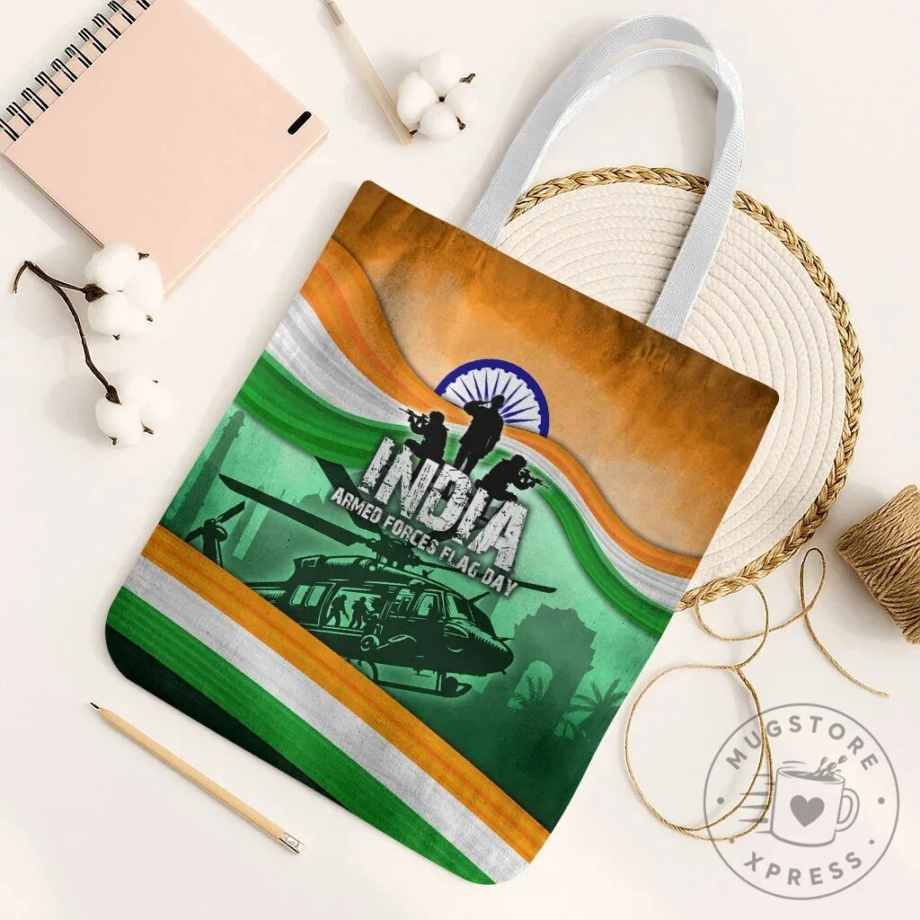 India Armed Forces Flag Day Patriotic Indian Military Tote Bag 11 India Armed Forces Flag Day Patriotic Indian Military Tote Bag