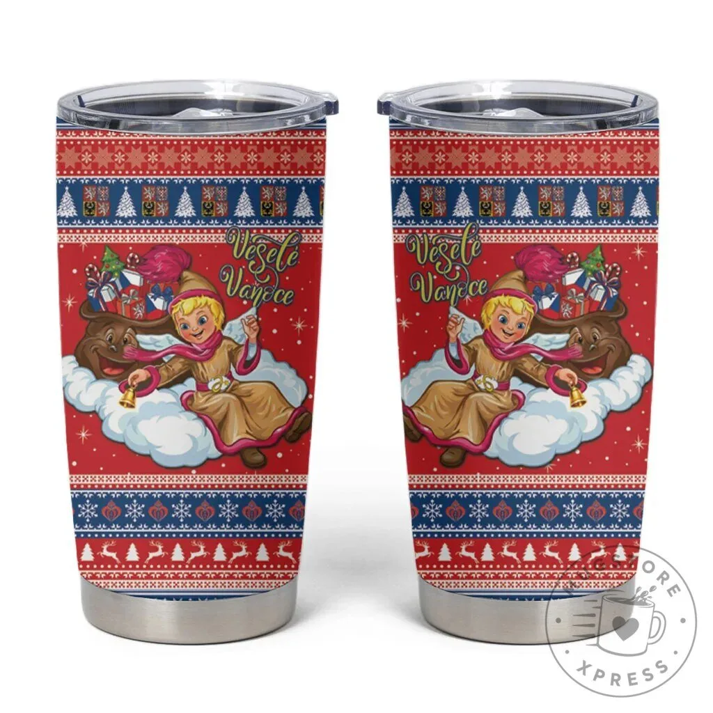 Czech Republic Jezisek Vesele Vanoce Christmas Ugly Sweater Tumbler