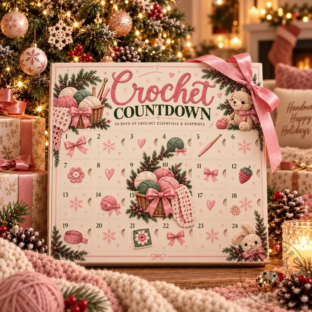 Crochet Countdown Advent Calendar Box with Yarn and Crochet Hooks 12 Crochet Countdown Advent Calendar Box with Yarn and Crochet Hooks