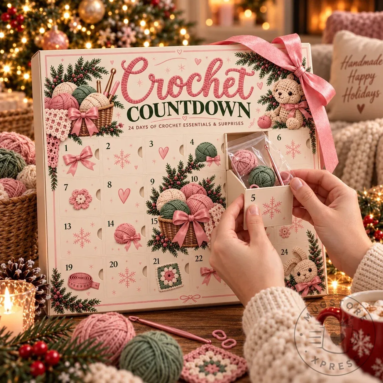 Crochet Countdown Advent Calendar Box with Yarn and Crochet Hooks 13 Crochet Countdown Advent Calendar Box with Yarn and Crochet Hooks