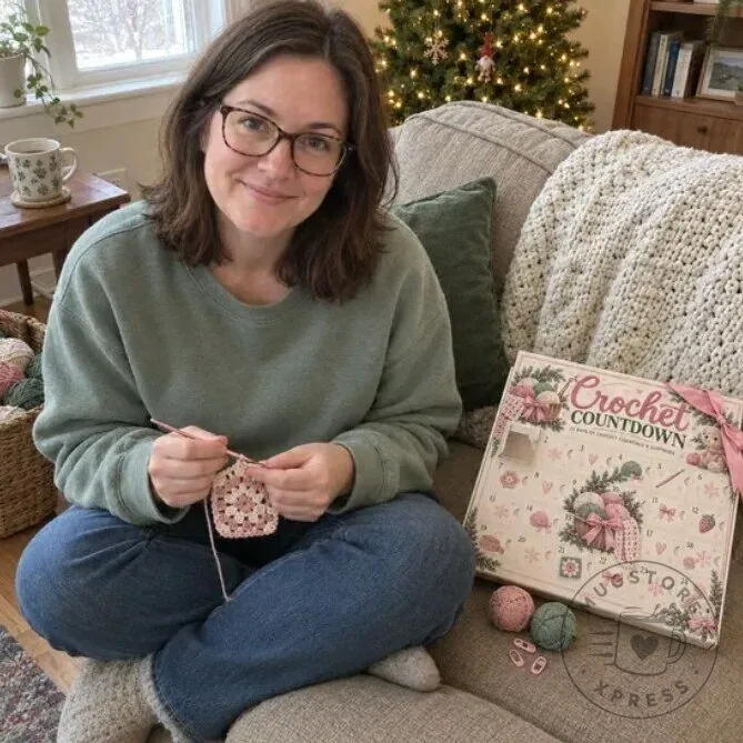 Crochet Countdown Advent Calendar Box with Yarn and Crochet Hooks 16 Crochet Countdown Advent Calendar Box with Yarn and Crochet Hooks