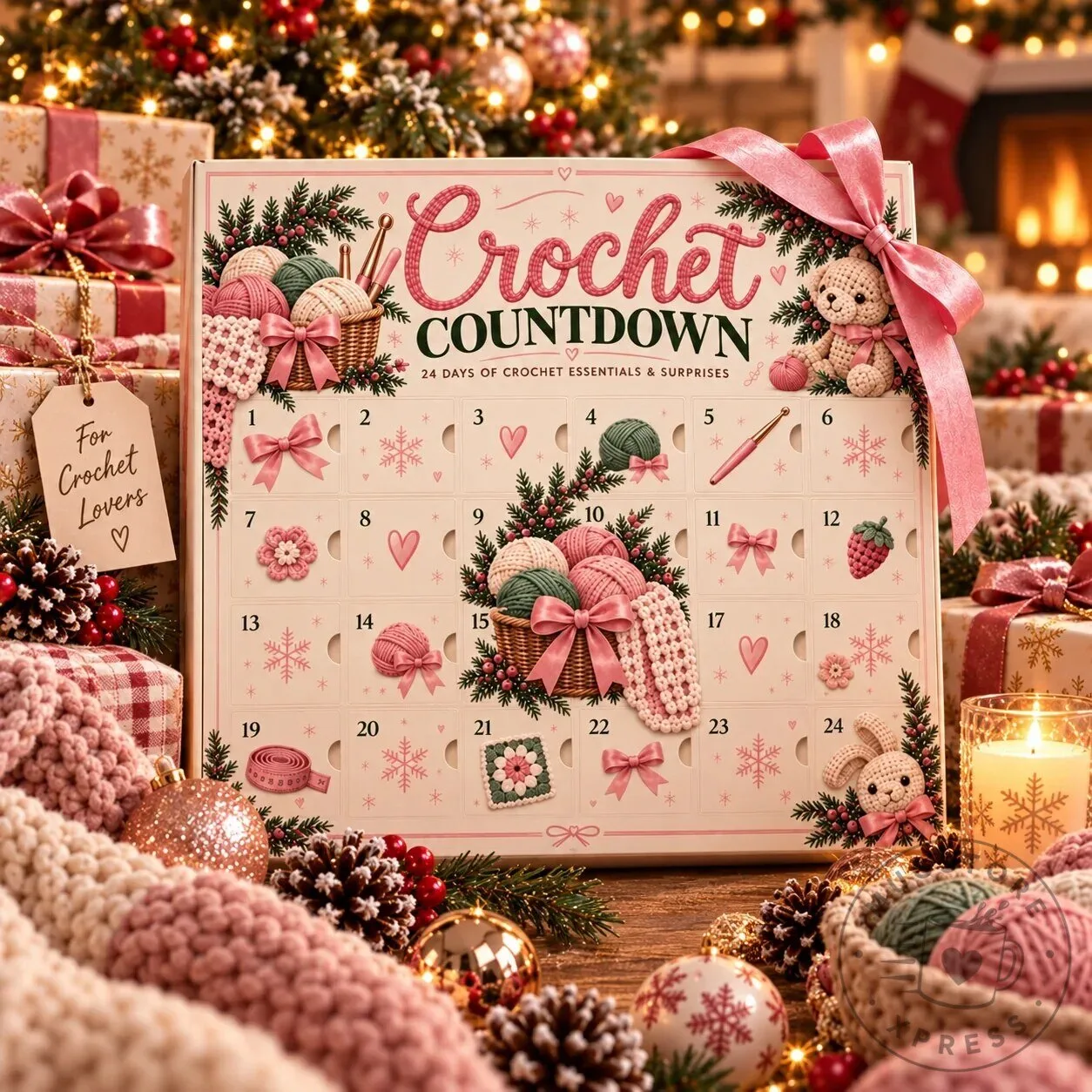 Crochet Countdown Advent Calendar Box with Yarn and Crochet Hooks 17 Crochet Countdown Advent Calendar Box with Yarn and Crochet Hooks