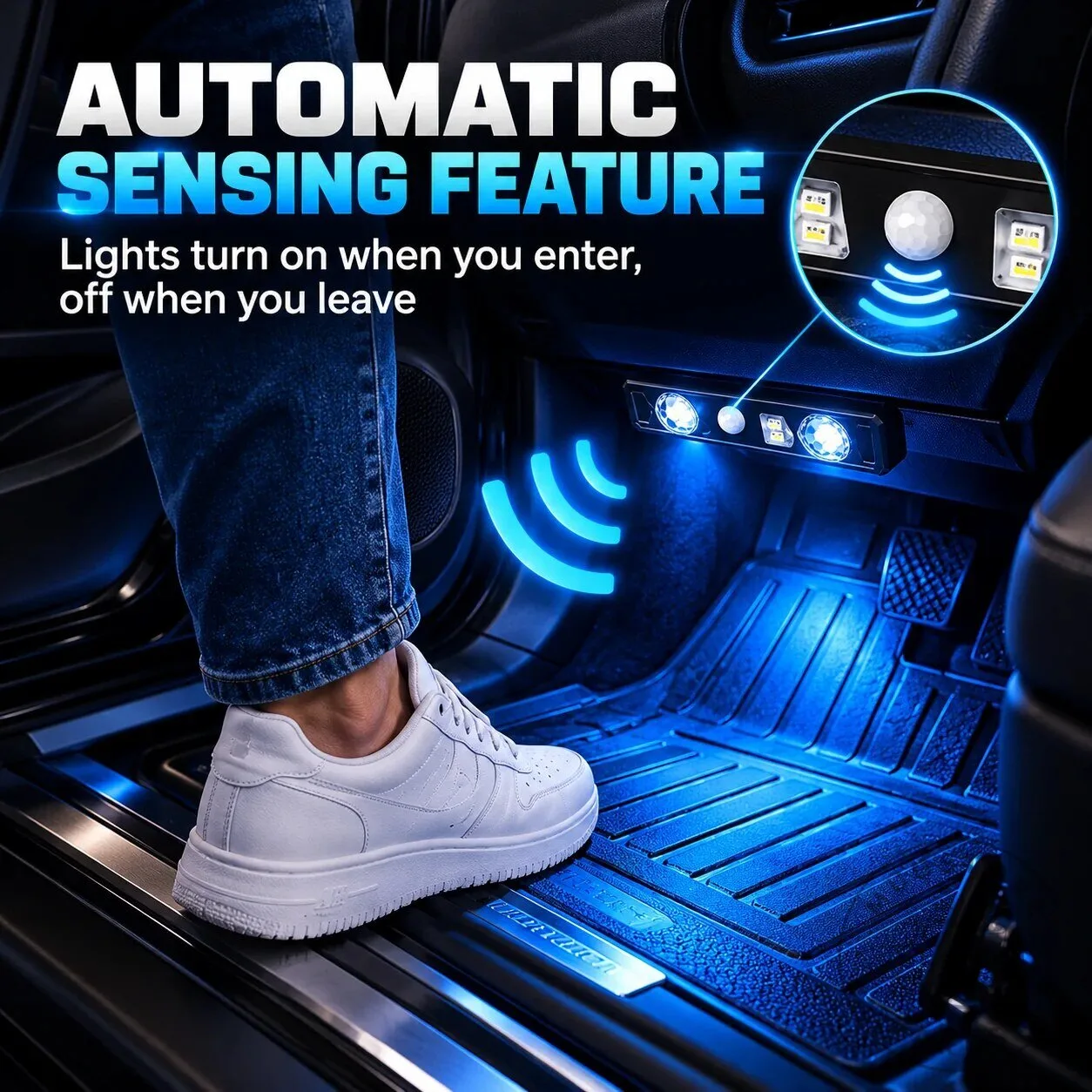 Wireless Car Interior LED Lights with Remote Control, Adjustable Colors and Brightness 12 Wireless Car Interior LED Lights with Remote Control, Adjustable Colors and Brightness