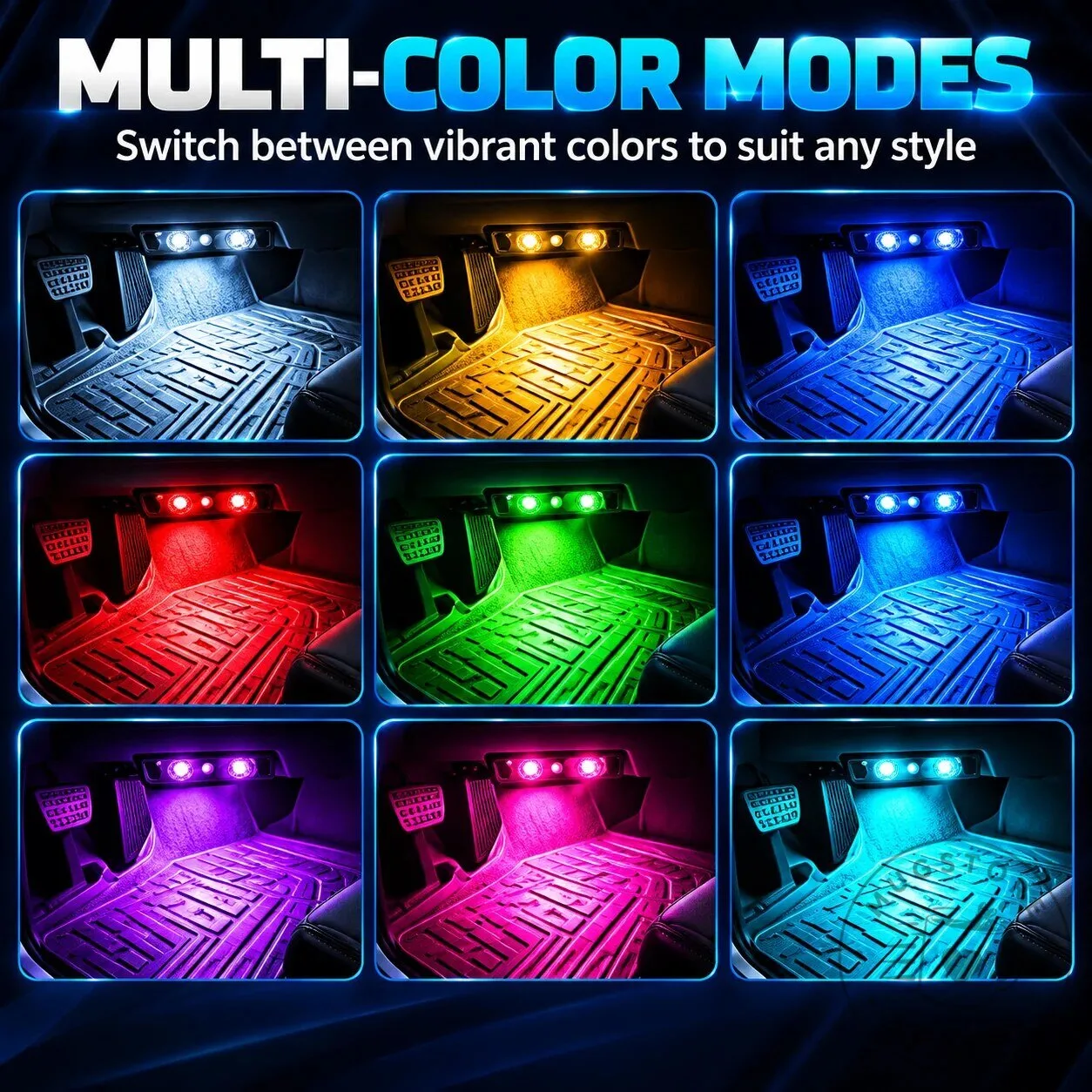 Wireless Car Interior LED Lights with Remote Control, Adjustable Colors and Brightness 14 Wireless Car Interior LED Lights with Remote Control, Adjustable Colors and Brightness