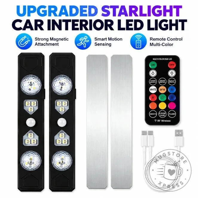 Wireless Car Interior LED Lights with Remote Control, Adjustable Colors and Brightness 20 Wireless Car Interior LED Lights with Remote Control, Adjustable Colors and Brightness