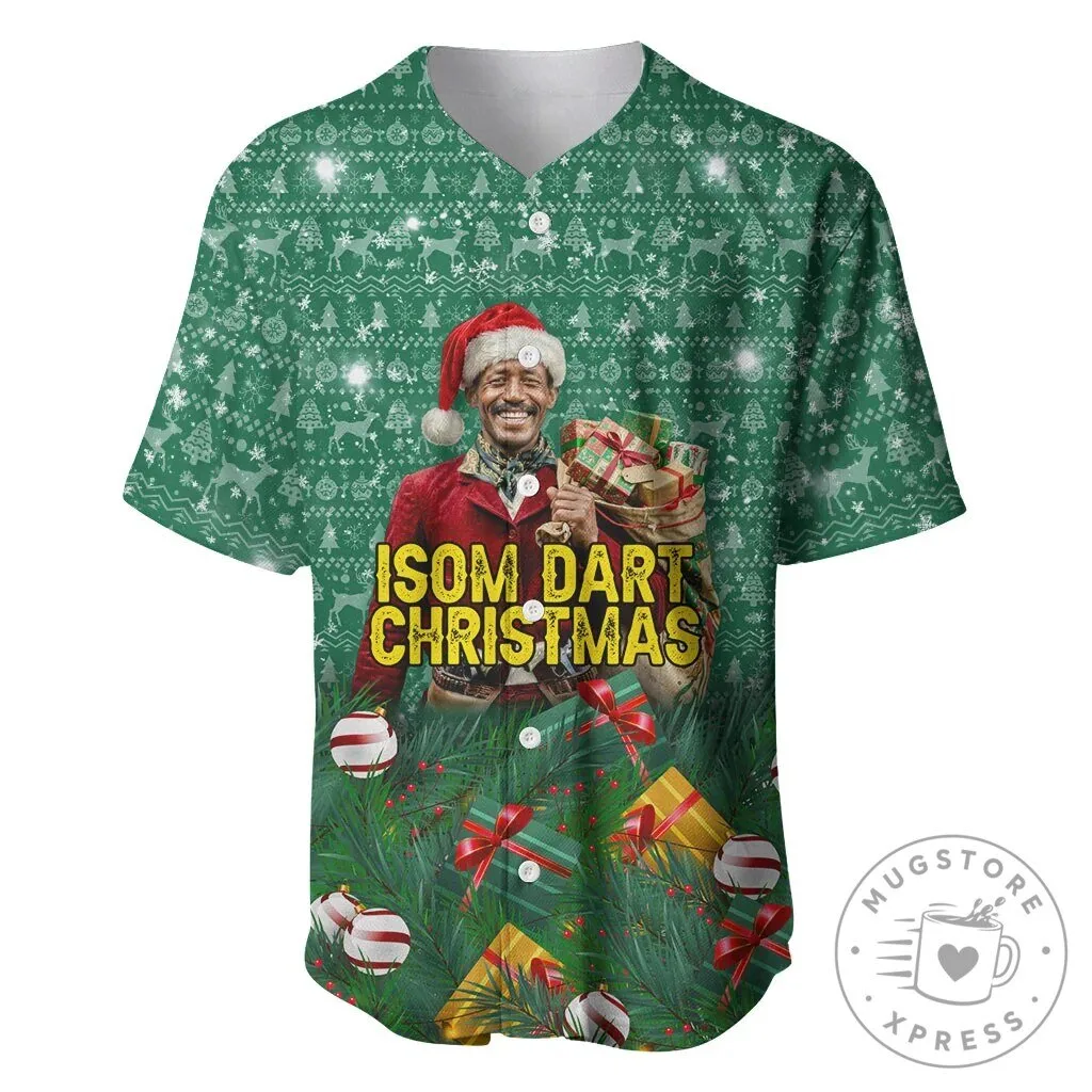 Isom Dart Christmas Holiday Green Ugly Sweater Style Baseball Jersey