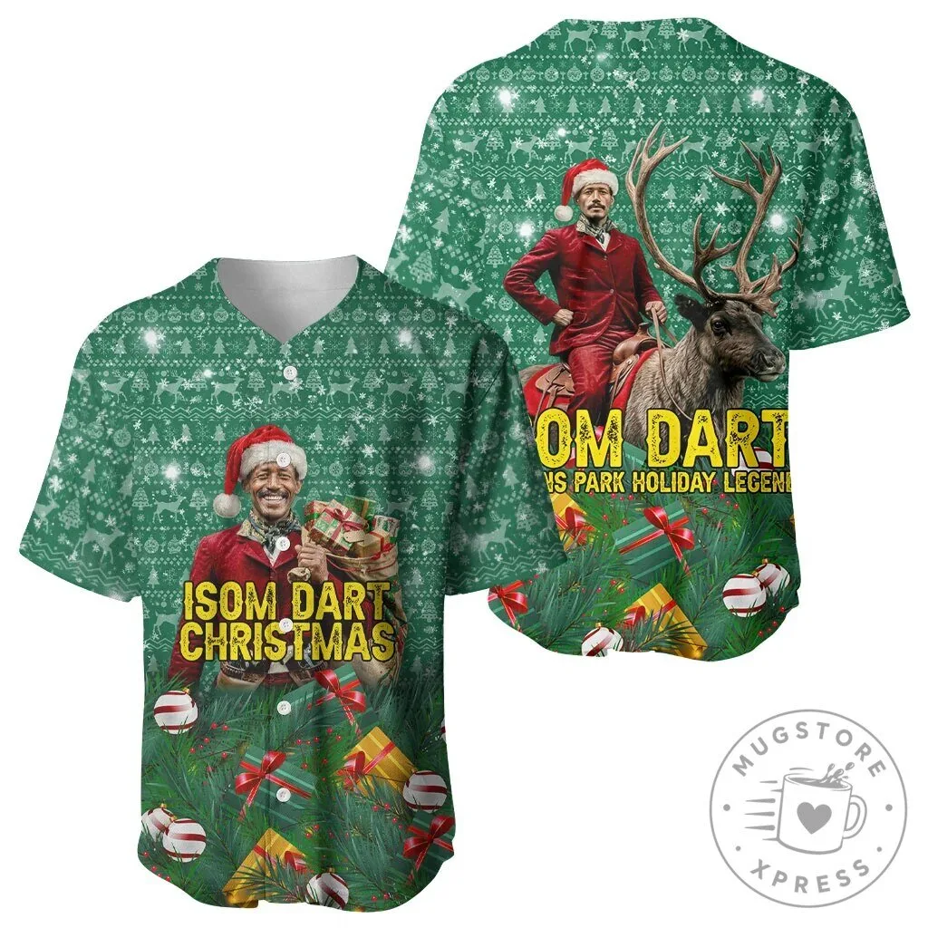Isom Dart Christmas Holiday Green Ugly Sweater Style Baseball Jersey 9 Isom Dart Christmas Holiday Green Ugly Sweater Style Baseball Jersey