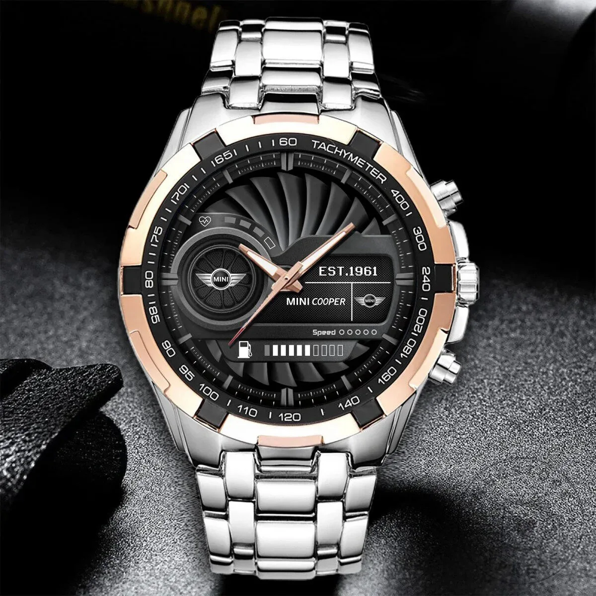 Mini Cooper Est. 1961 Tachymeter Elegant Stainless Steel Watch 13 Mini Cooper Est. 1961 Tachymeter Elegant Stainless Steel Watch
