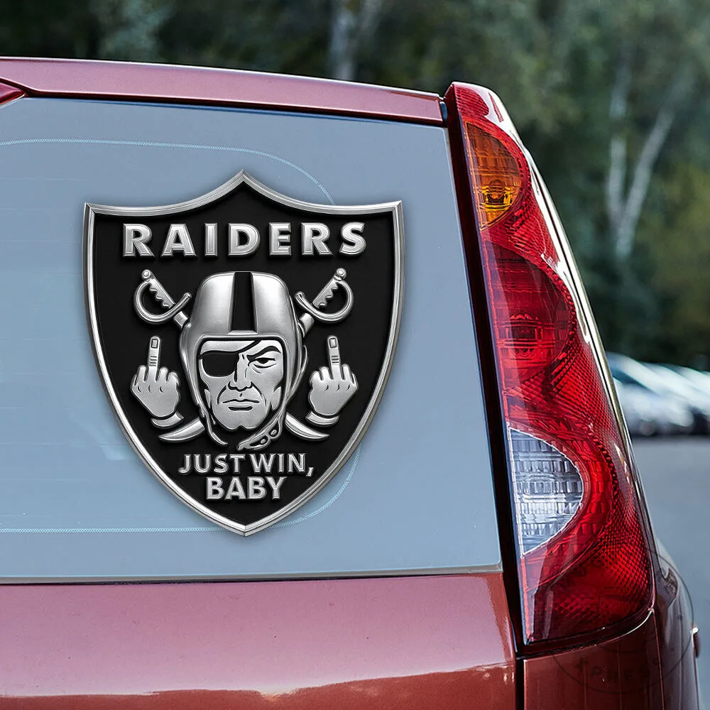 Las Vegas Raiders Just Win Baby Shield Logo Car Decal Sticker