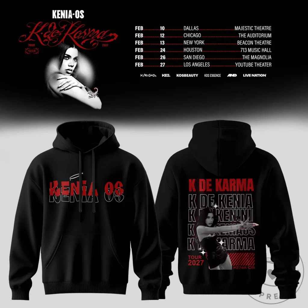 Kenia Os K De Karma United States Tour 2027 Black Concert Hoodie