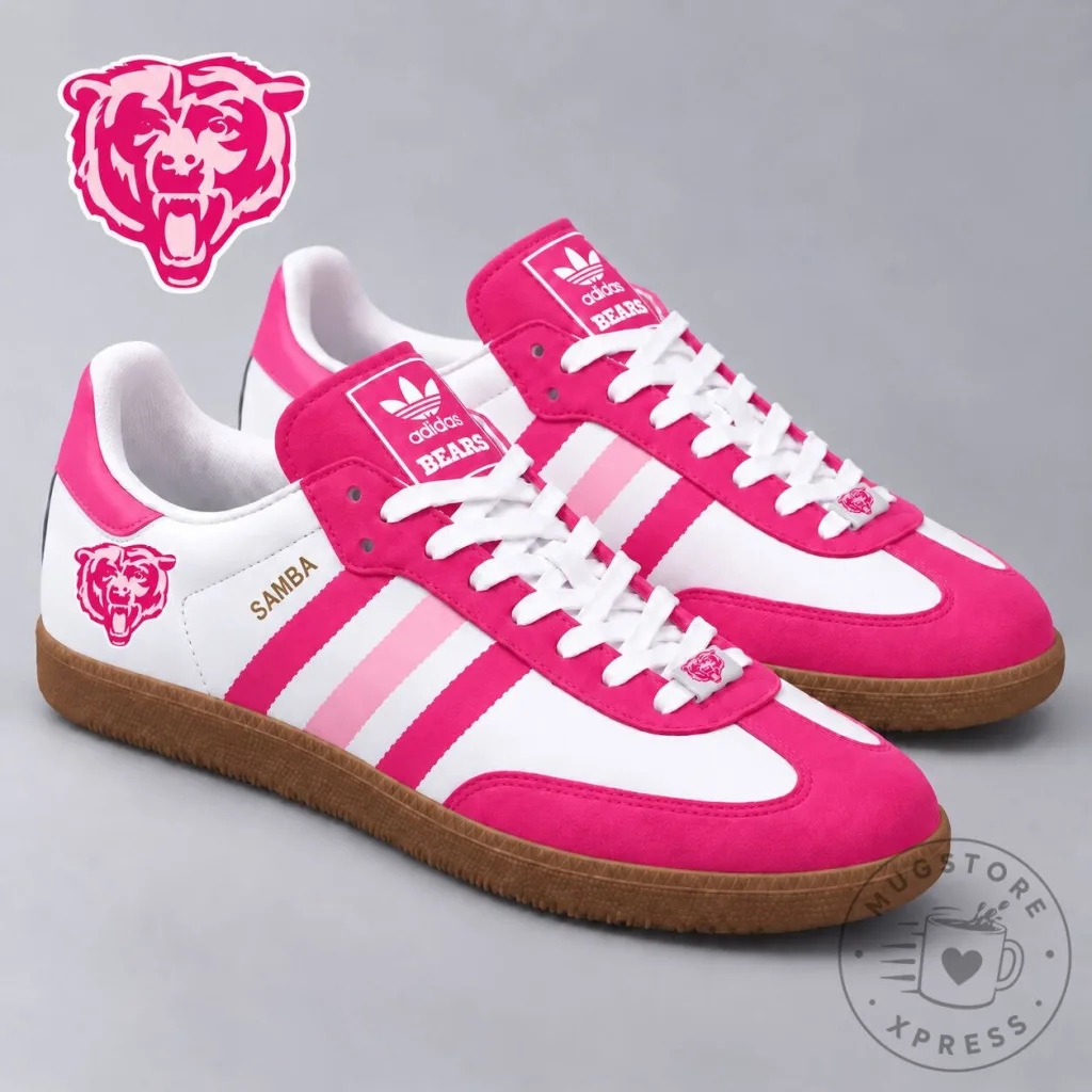Chicago Bears NFL Breast Cancer Awareness Pink Samba Shoes Chicago Bears NFL Breast Cancer Awareness Pink Samba Shoes