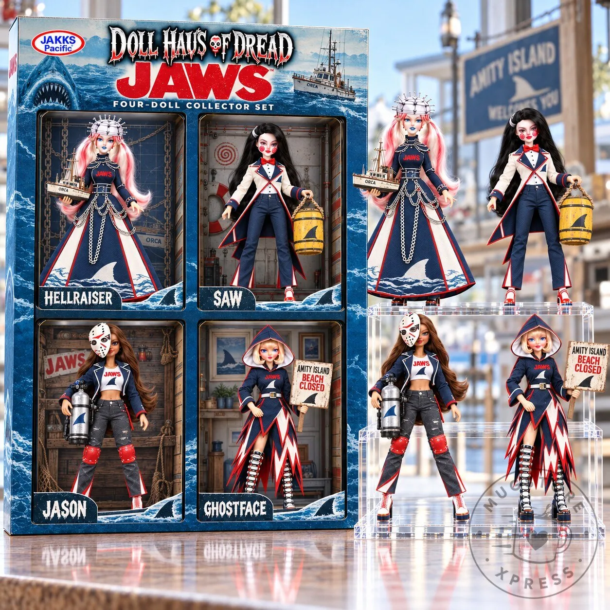 Jaws Doll Haus of Dread Four-Doll Collector Set Horror Movie Action Figure 1 Jaws Doll Haus of Dread Four-Doll Collector Set Horror Movie Action Figure