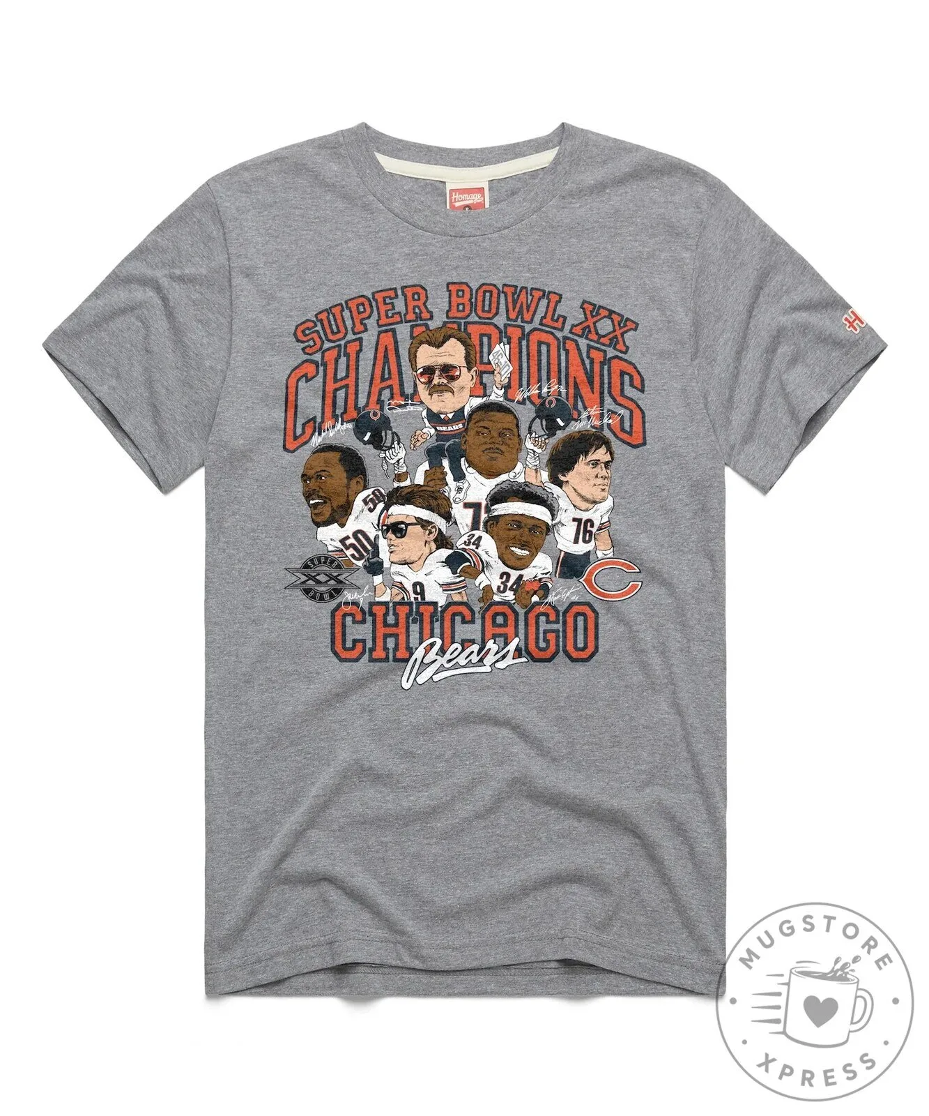 Chicago Bears Super Bowl XX Champions Grey T-Shirt