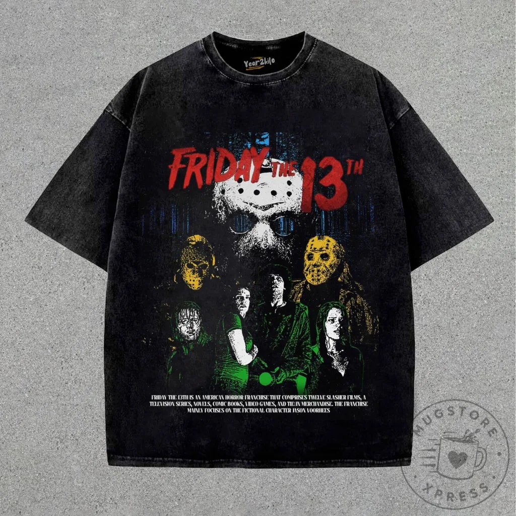 Friday The 13th Horror Movie Villains Jason Voorhees Black T-Shirt Friday The 13th Horror Movie Villains Jason Voorhees Black T-Shirt