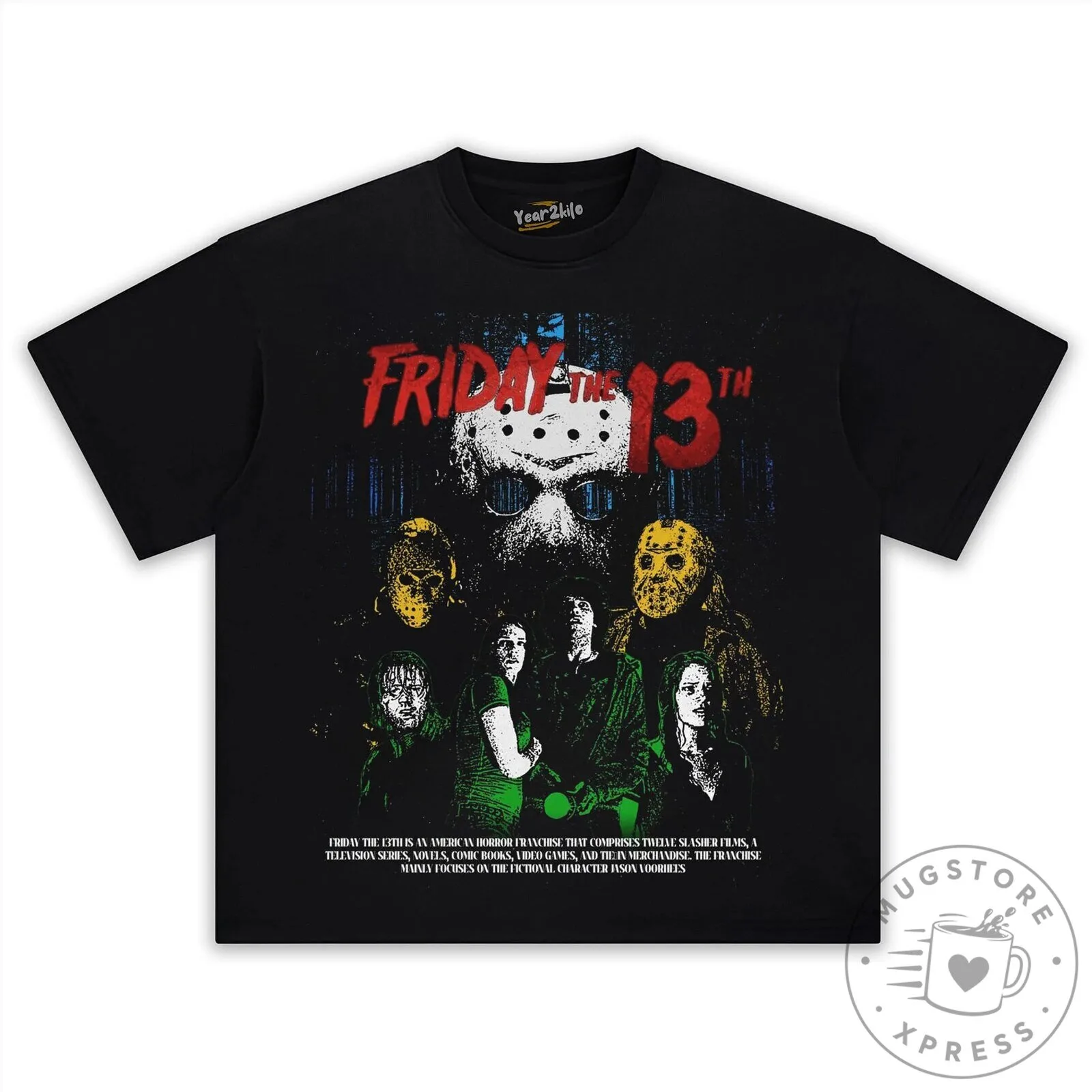 Friday The 13th Horror Movie Villains Jason Voorhees Black T-Shirt 13 Friday The 13th Horror Movie Villains Jason Voorhees Black T-Shirt