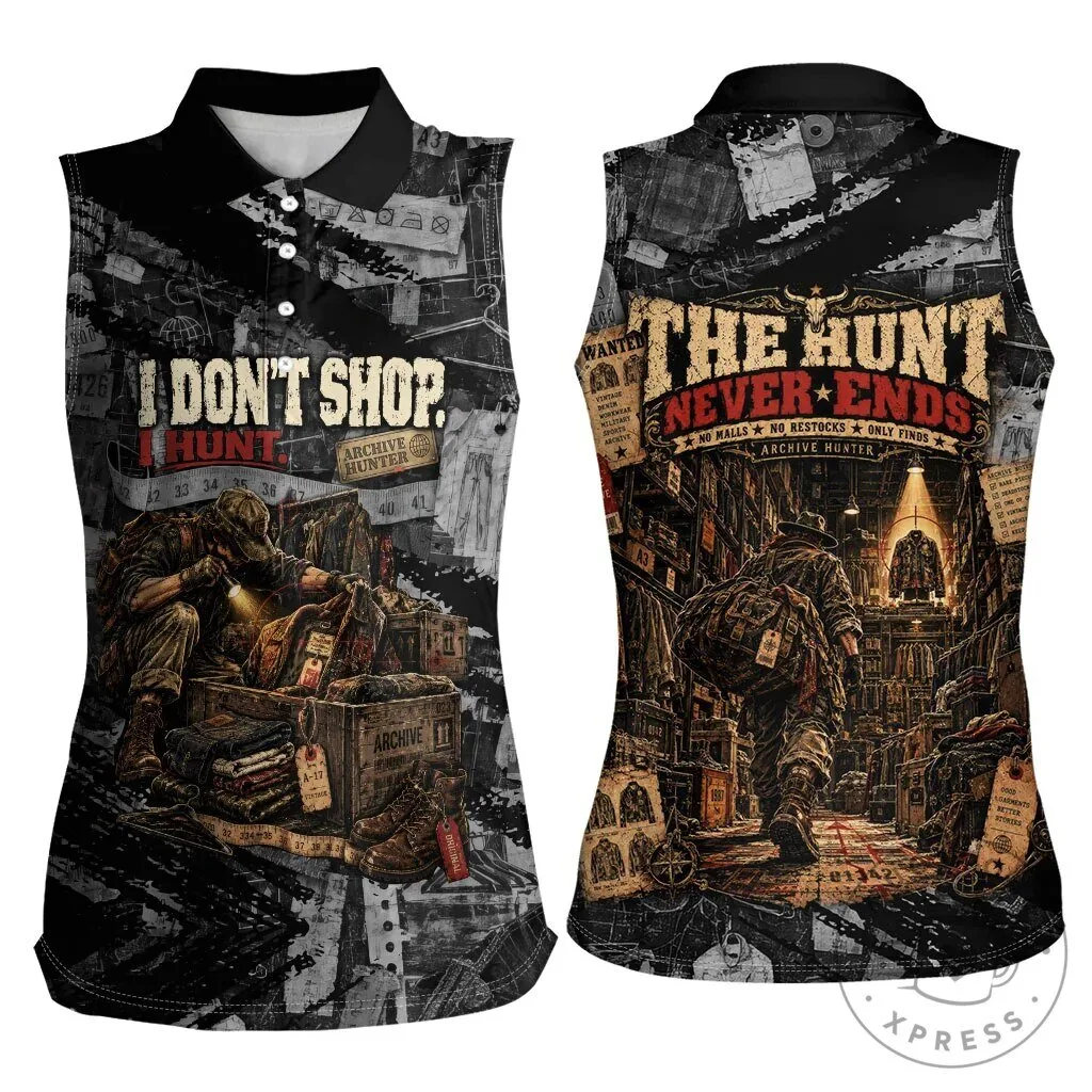 Archive Hunter The Hunt Never Ends Sleeveless Polo Shirt for Women 13 Archive Hunter The Hunt Never Ends Sleeveless Polo Shirt for Women