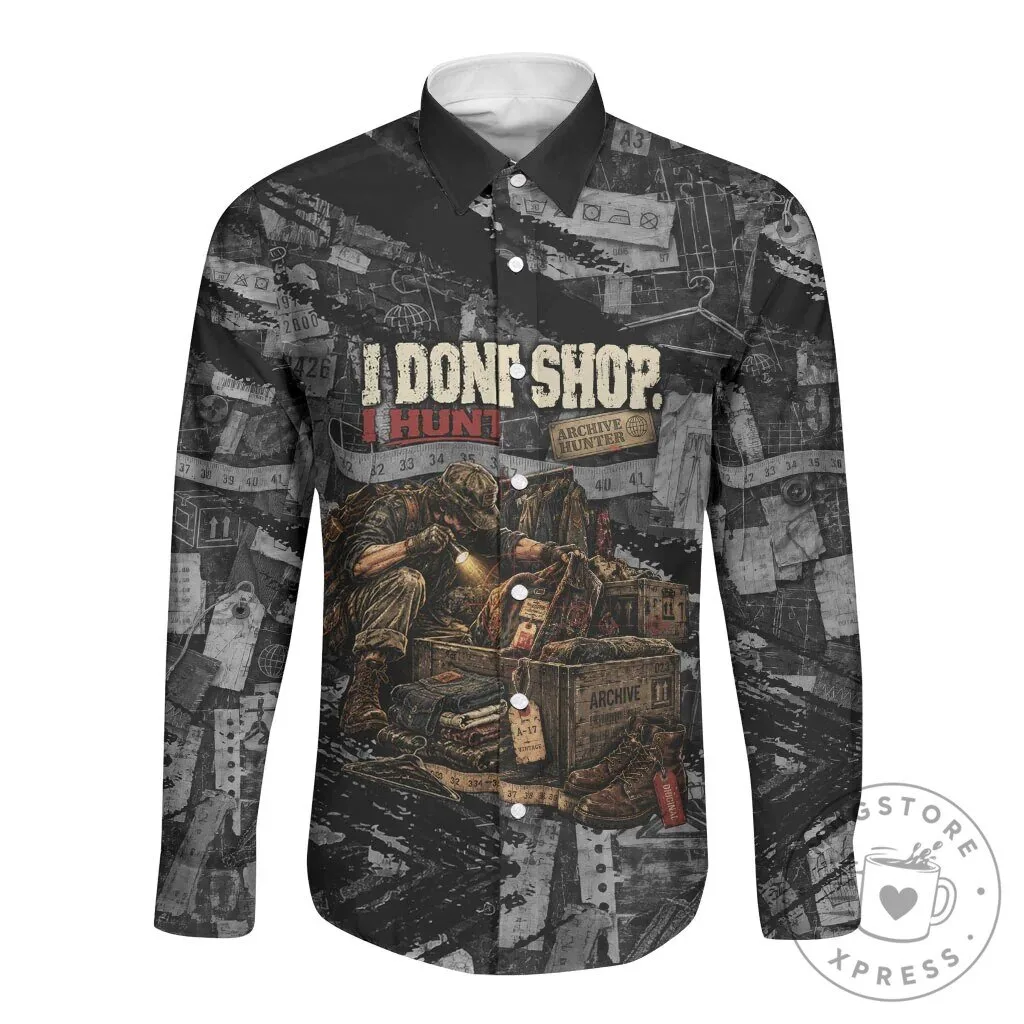 Archive Hunter I Don't Shop I Hunt Vintage Grunge Collage Long Sleeve Button Shirt 2 Archive Hunter I Don't Shop I Hunt Vintage Grunge Collage Long Sleeve Button Shirt