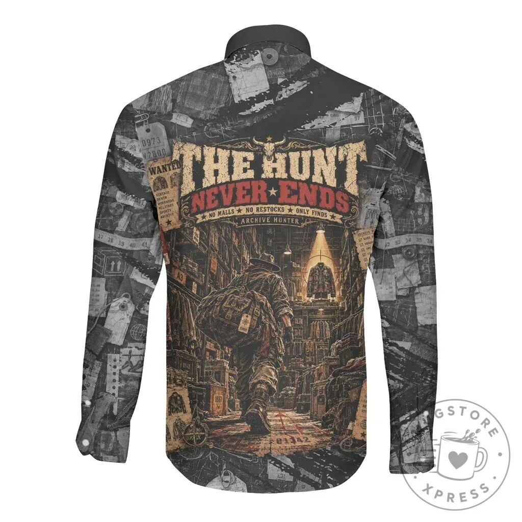 Archive Hunter I Don't Shop I Hunt Vintage Grunge Collage Long Sleeve Button Shirt 7 Archive Hunter I Don
