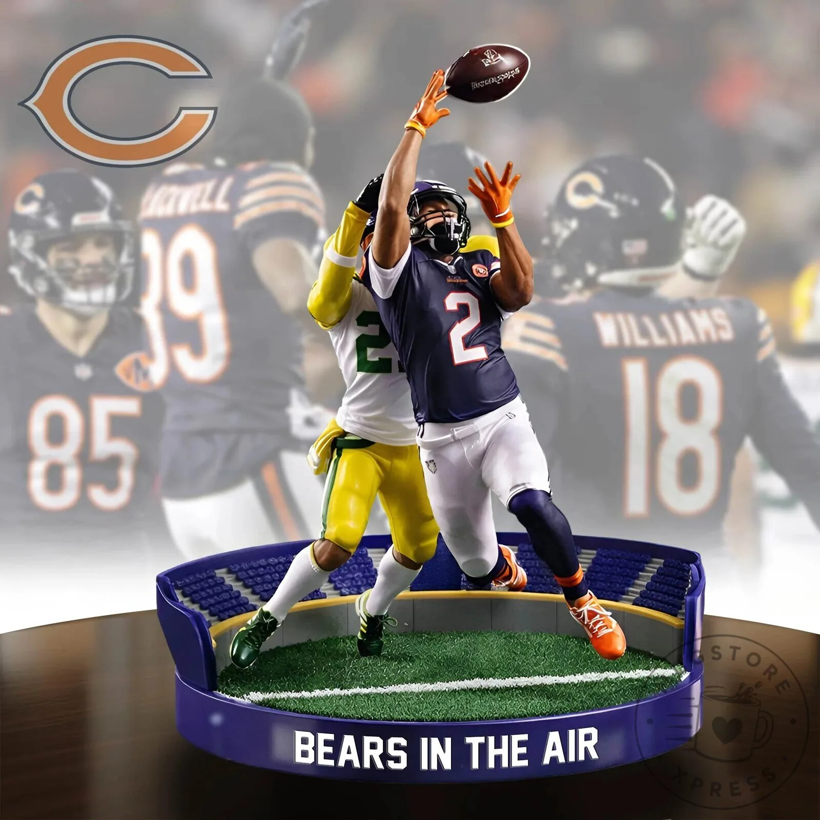 Chicago Bears Football Player Catching Ball Christmas Ornament