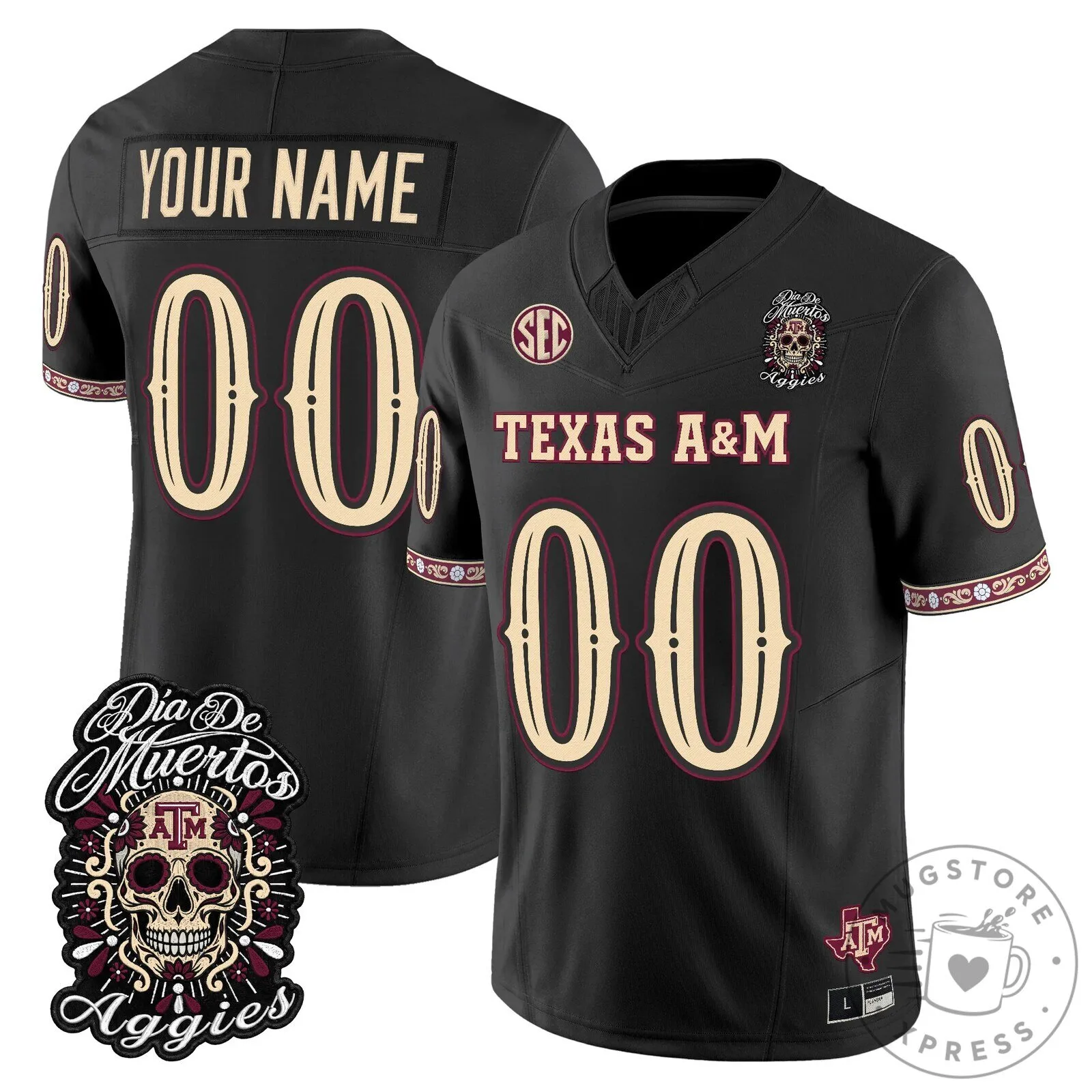 Texas A&M Aggies Dia de los Muertos Football Jersey