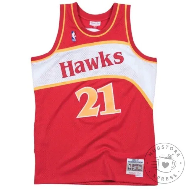 Atlanta Hawks Dominique Wilkins 1986-1987 Red Hardwood Classics Jersey 2 Atlanta Hawks Dominique Wilkins 1986-1987 Red Hardwood Classics Jersey