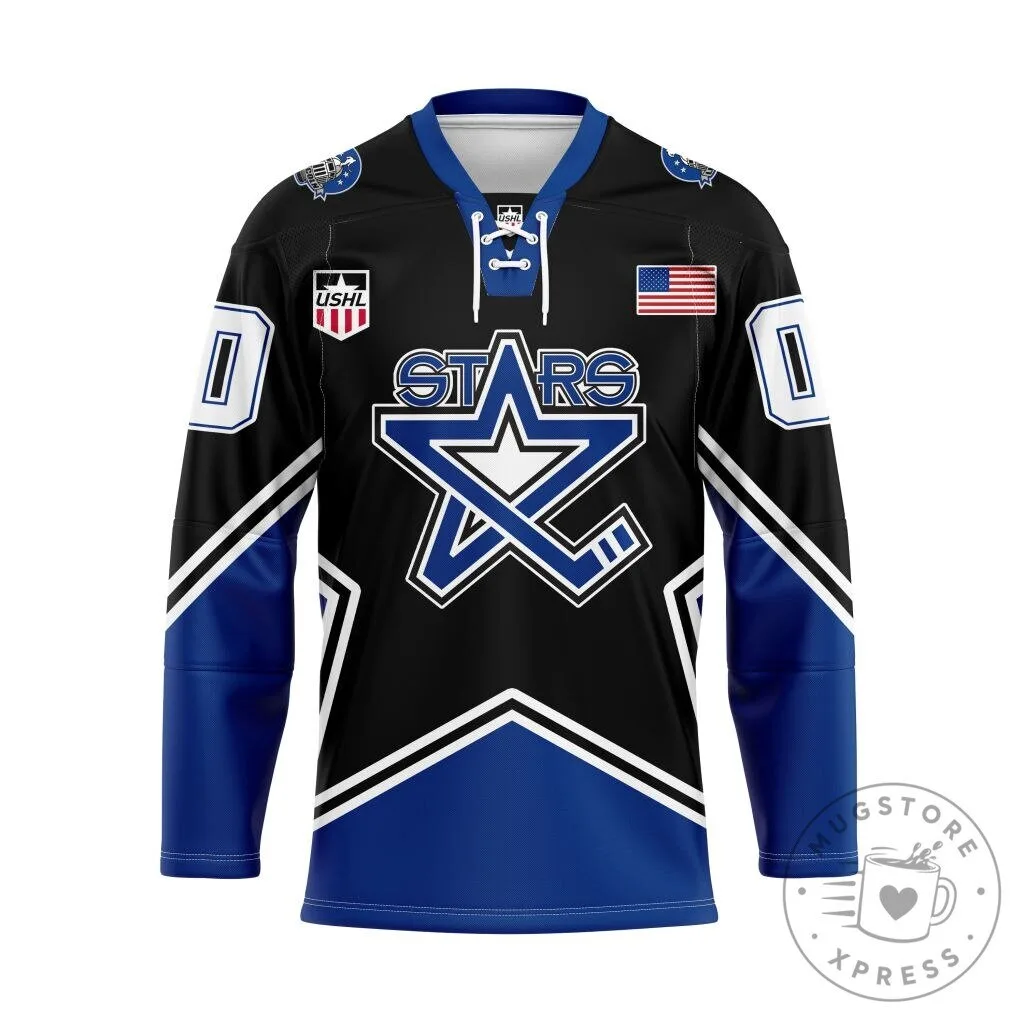Lincoln Stars USHL Personalized Black and Blue Hockey Jersey