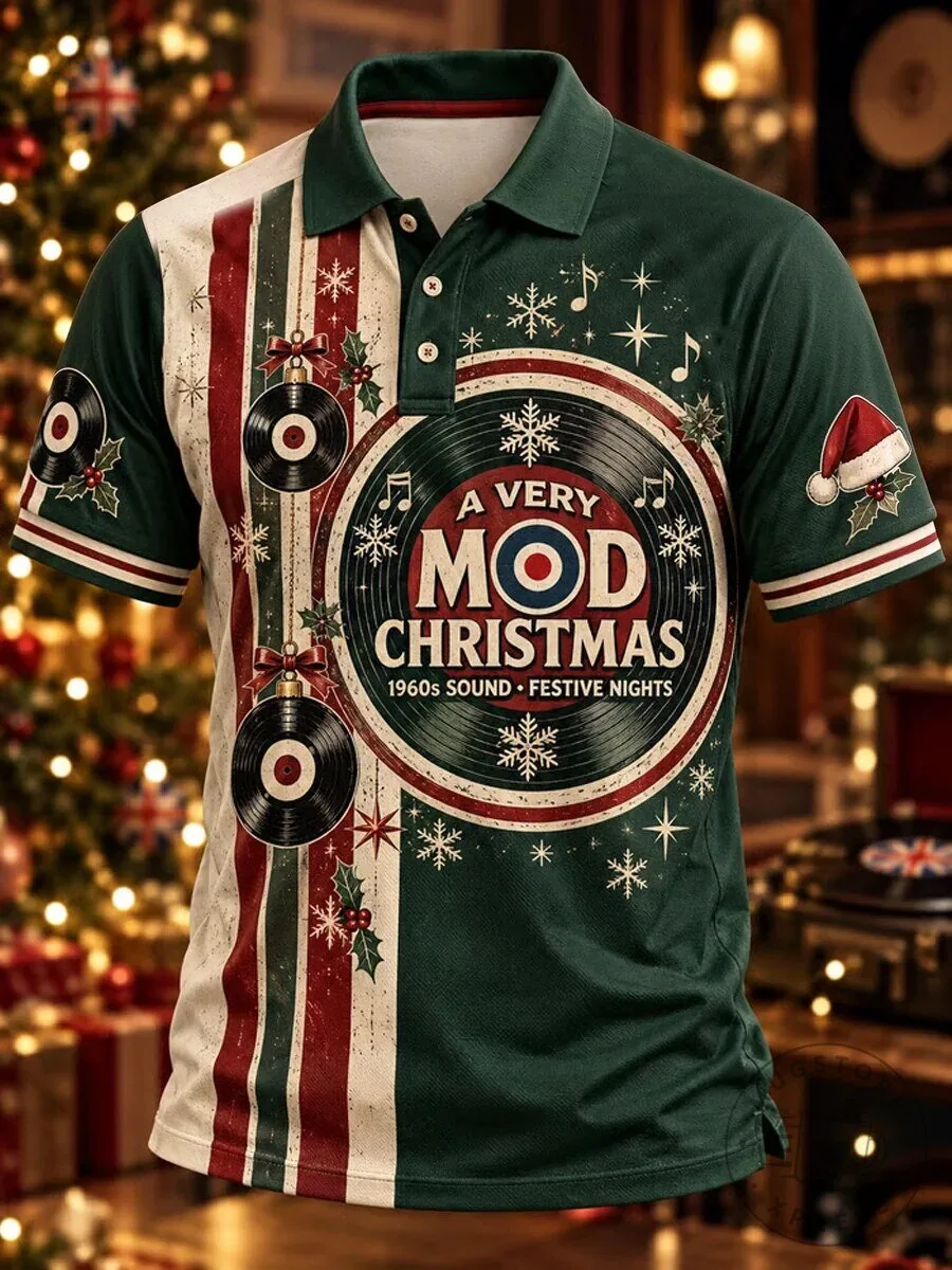 A Very Mod Christmas 1960s Sound Festive Nights Polo Shirt