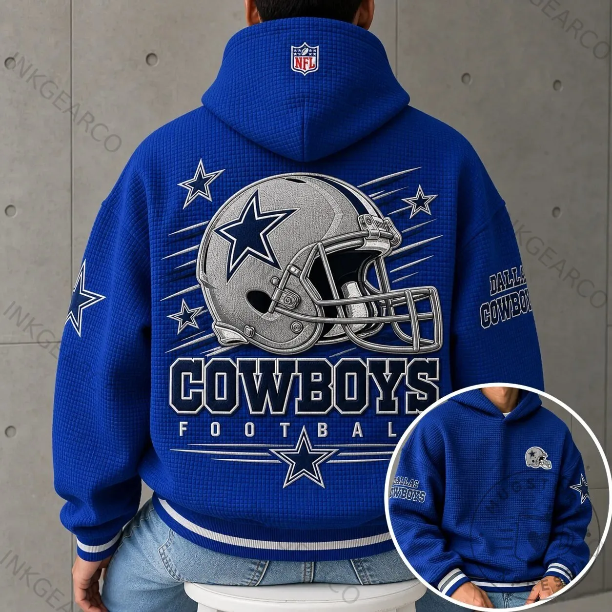 Dallas Cowboys NFL Football Team Helmet Logo Blue Casual Hoodie