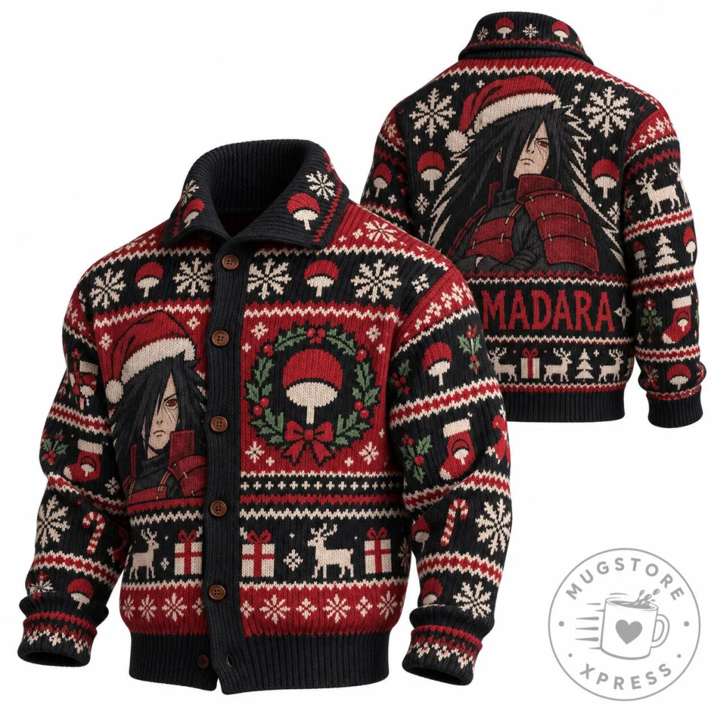 Madara Uchiha Naruto Anime Christmas Holiday Ugly Sweater Cardigan Madara Uchiha Naruto Anime Christmas Holiday Ugly Sweater Cardigan