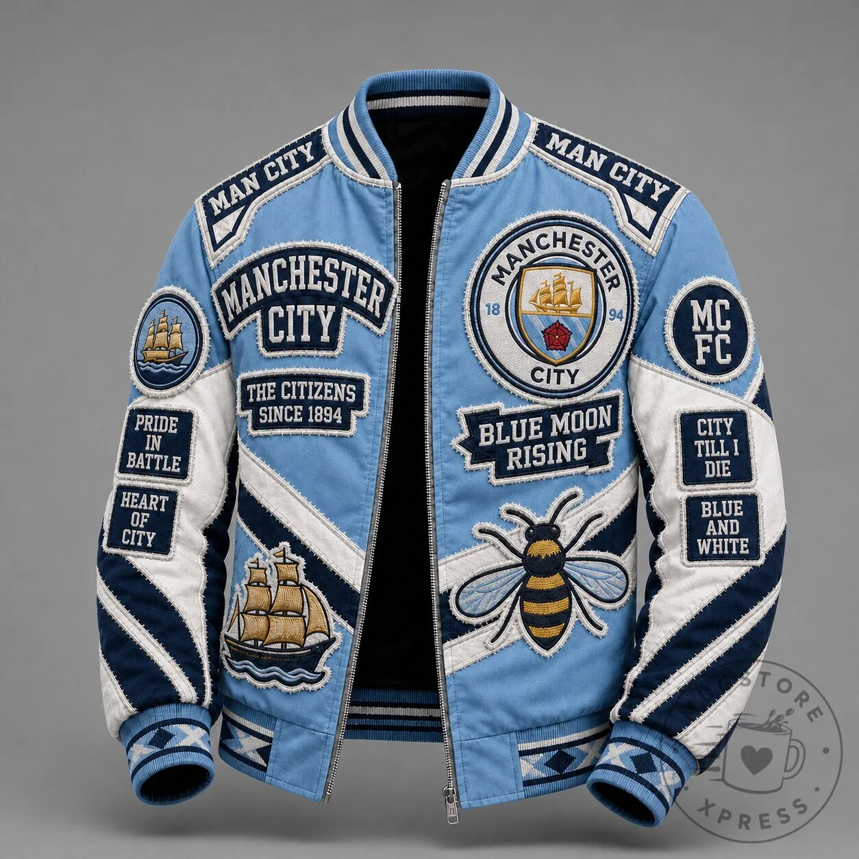 Manchester City Football Club Blue Moon Rising Bomber Jacket