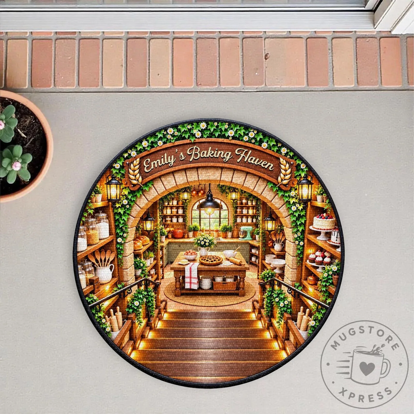 Personalized Baking Haven Kitchen Scene Round Doormat for Home Decor 13 Personalized Baking Haven Kitchen Scene Round Doormat for Home Decor