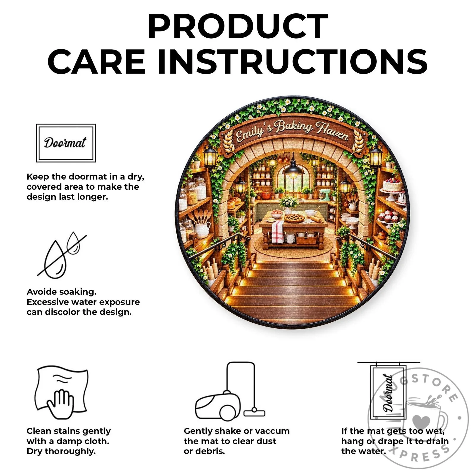 Personalized Baking Haven Kitchen Scene Round Doormat for Home Decor 15 Personalized Baking Haven Kitchen Scene Round Doormat for Home Decor