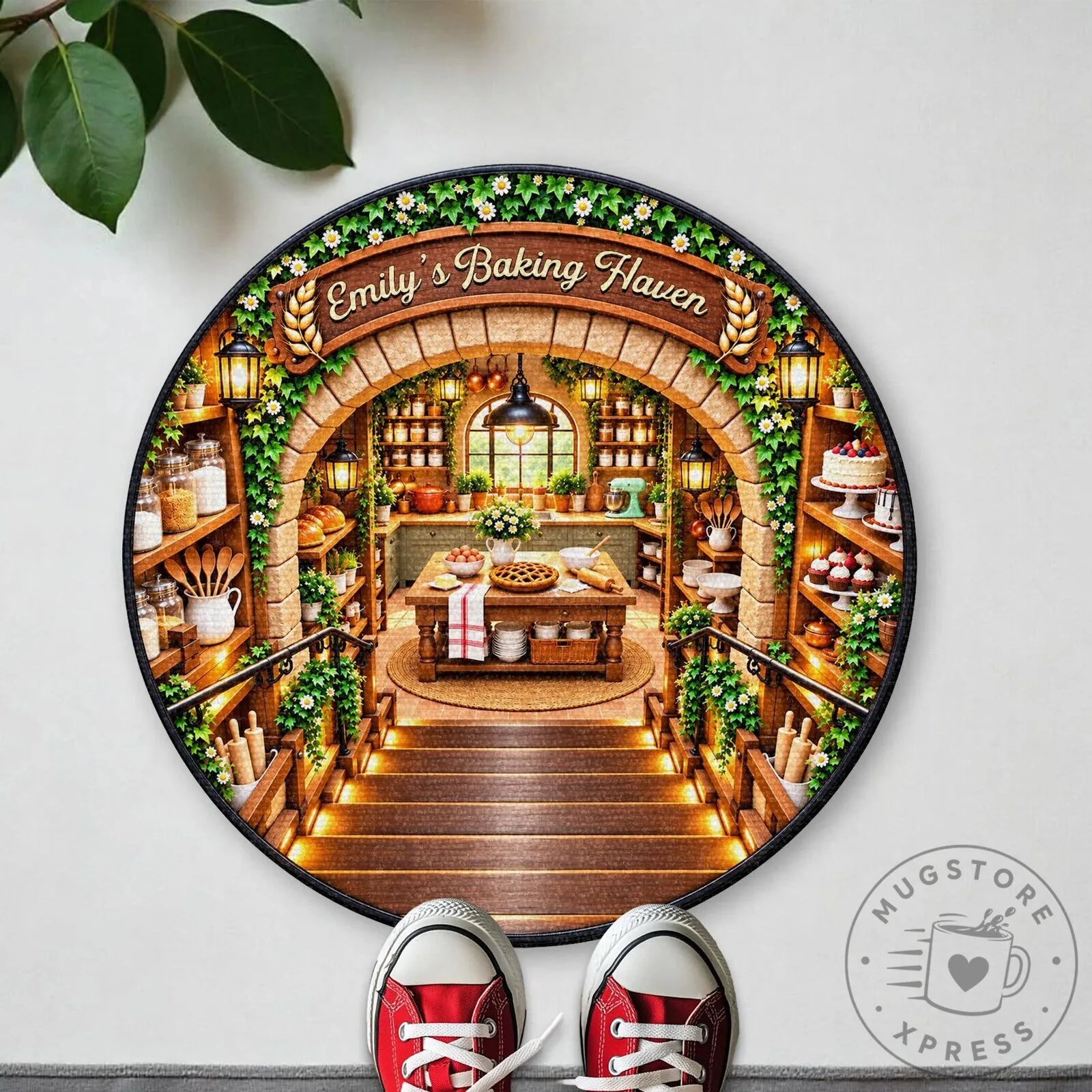 Personalized Baking Haven Kitchen Scene Round Doormat for Home Decor 16 Personalized Baking Haven Kitchen Scene Round Doormat for Home Decor