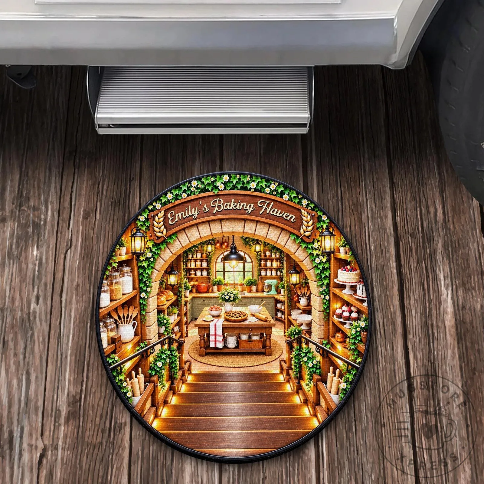Personalized Baking Haven Kitchen Scene Round Doormat for Home Decor 17 Personalized Baking Haven Kitchen Scene Round Doormat for Home Decor