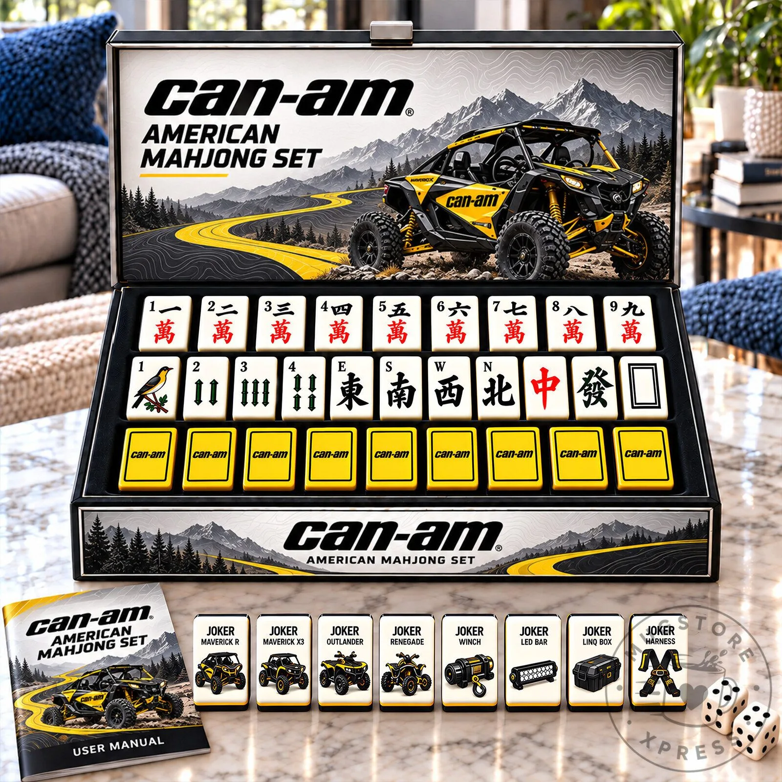Can-Am American Mahjong Set with User Manual and Dice