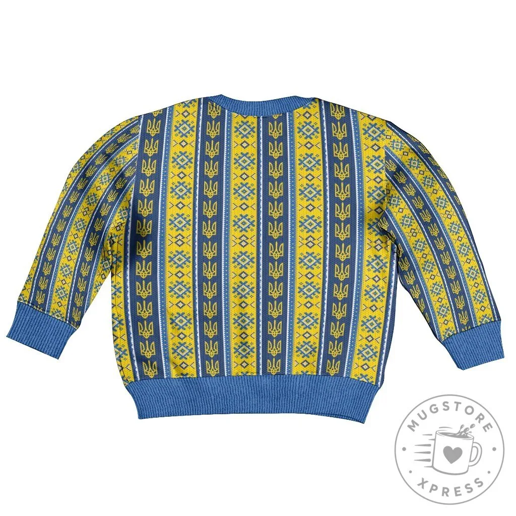 Ukrainian Trident Pattern Kids Crewneck Sweatshirt 10 Ukrainian Trident Pattern Kids Crewneck Sweatshirt