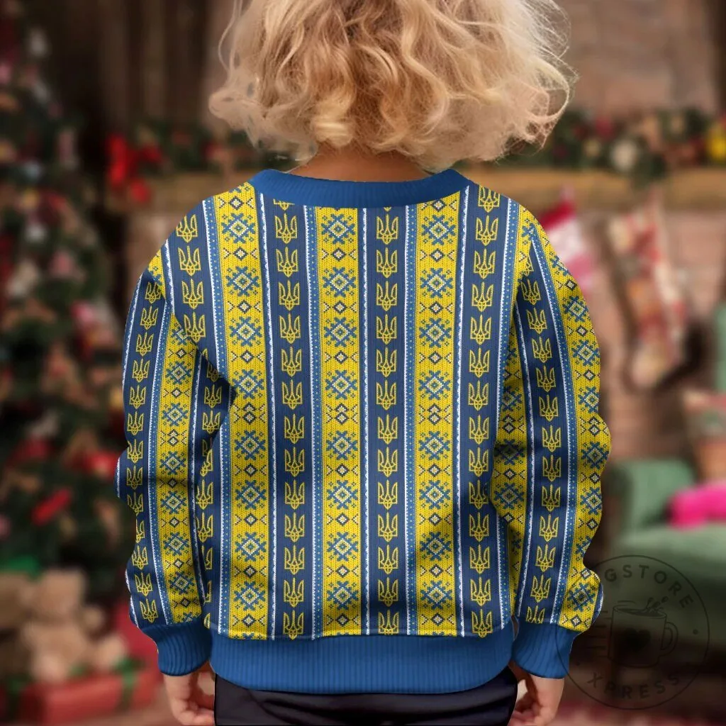 Ukrainian Trident Pattern Kids Crewneck Sweatshirt 13 Ukrainian Trident Pattern Kids Crewneck Sweatshirt