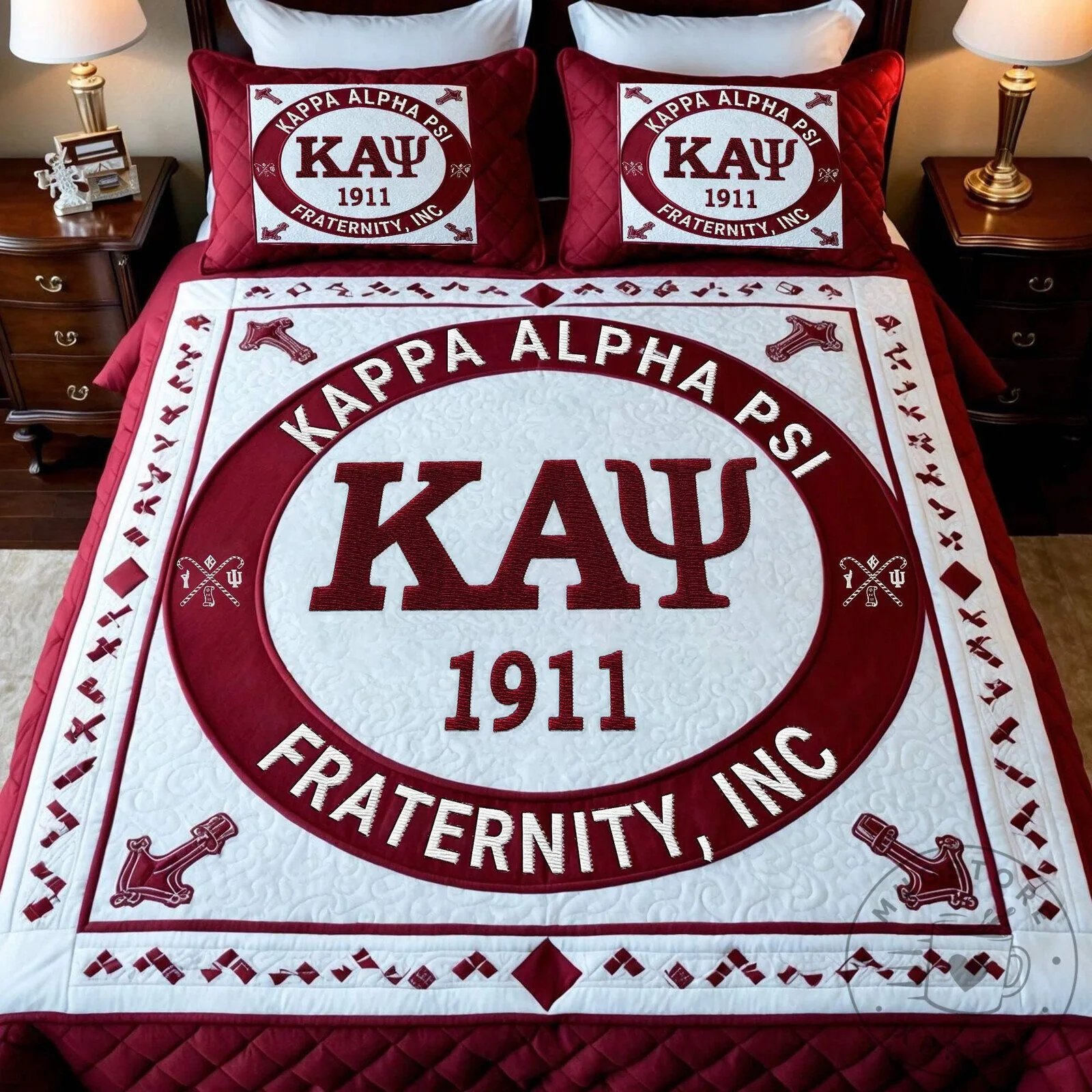 Kappa Alpha Psi Fraternity Inc. 1911 Bedding Set with Quilt and Pillow Shams