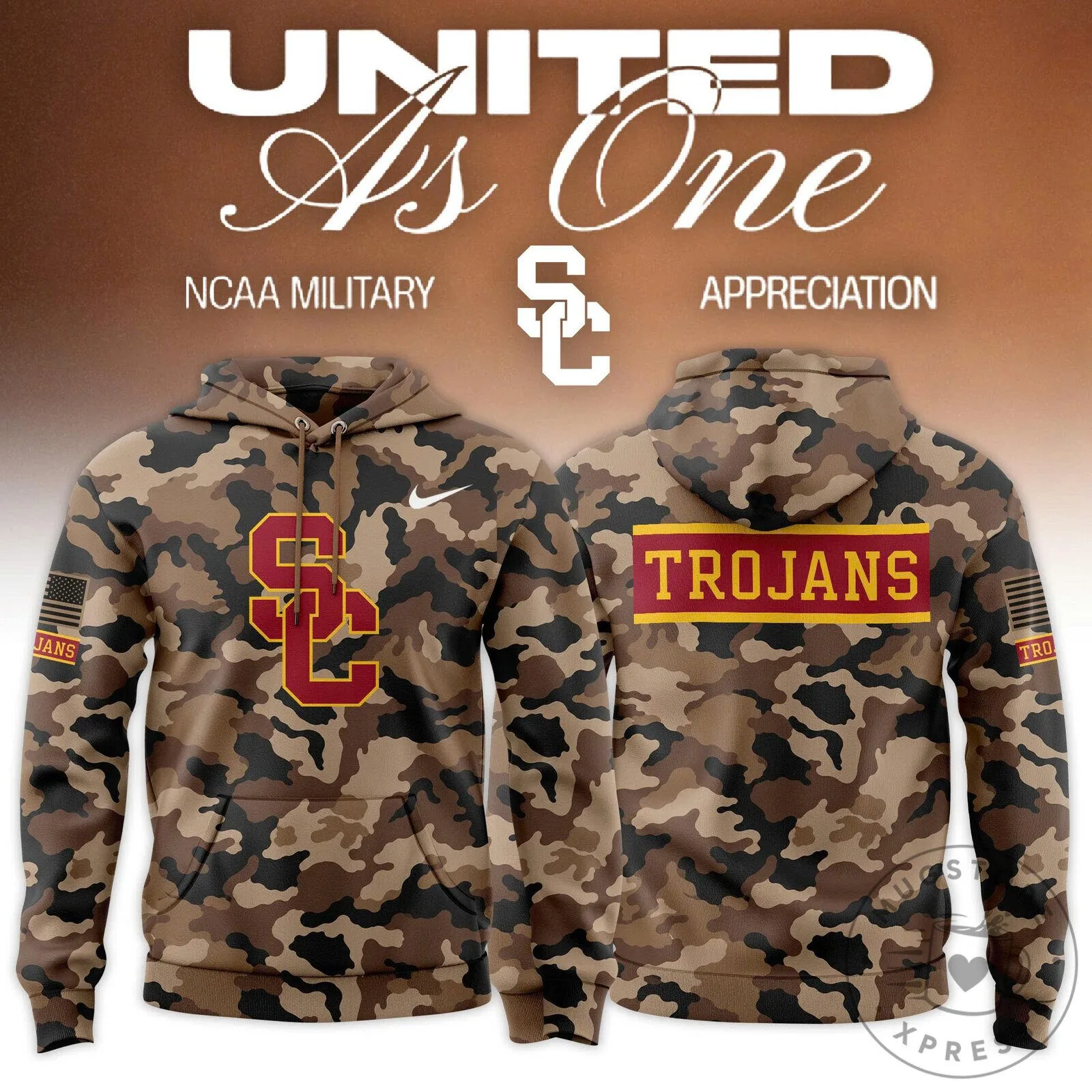USC Trojans Football Military Appreciation Camouflage Pullover Hoodie