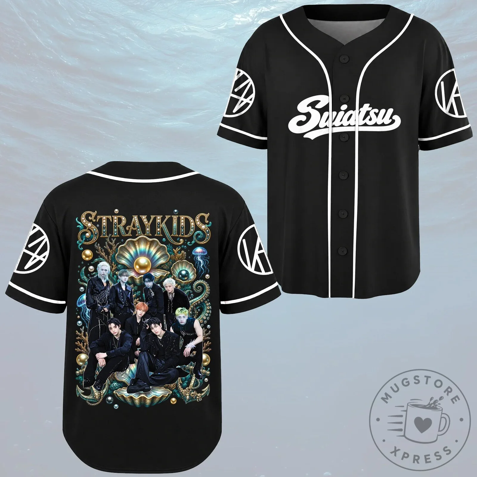 Stray Kids Club All Members Deep Ocean Black Baseball Jersey 6 Stray Kids Club All Members Deep Ocean Black Baseball Jersey