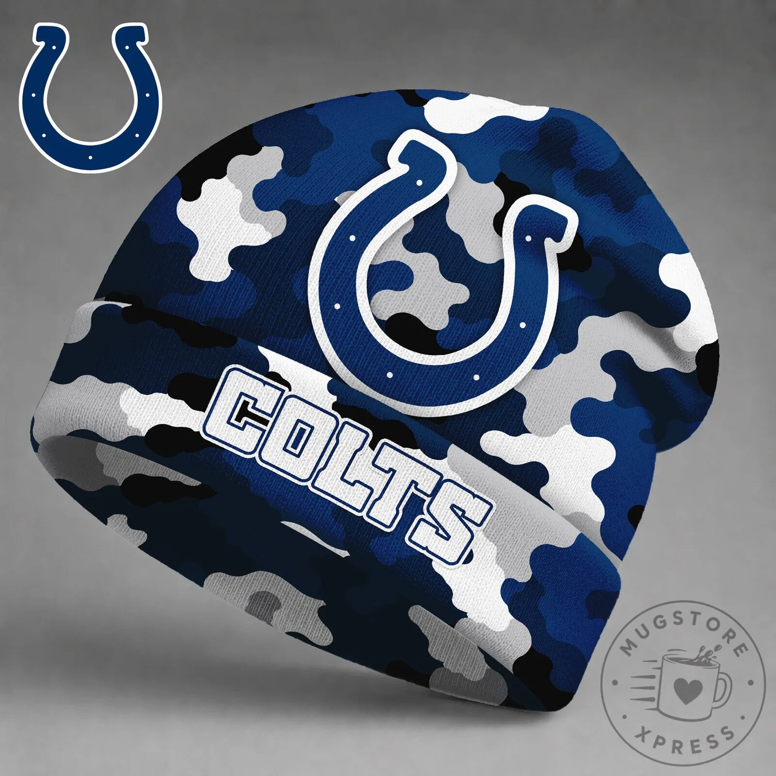 Indianapolis Colts Blue Camouflage Pattern Game Day Beanie Hat