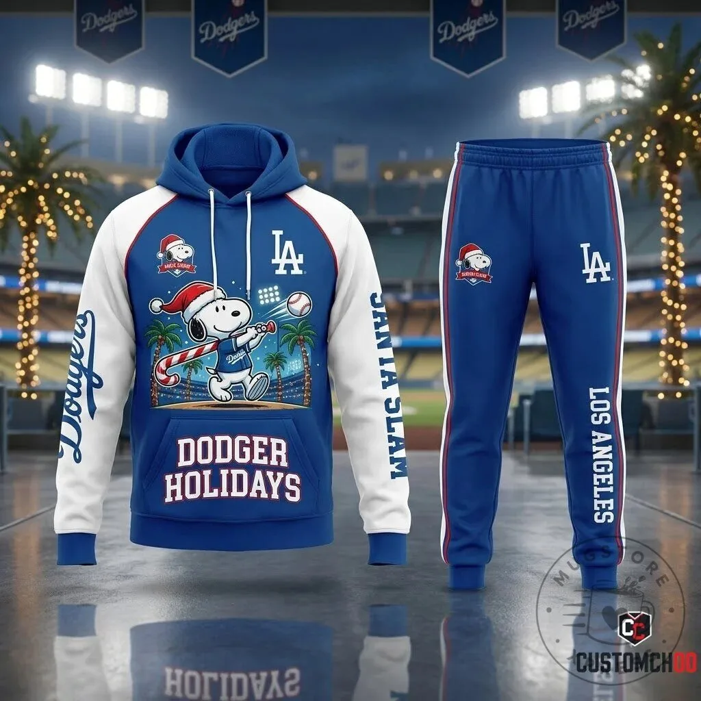 Los Angeles Dodgers Snoopy Christmas Holiday Santa Slam Hoodie 2 Los Angeles Dodgers Snoopy Christmas Holiday Santa Slam Hoodie