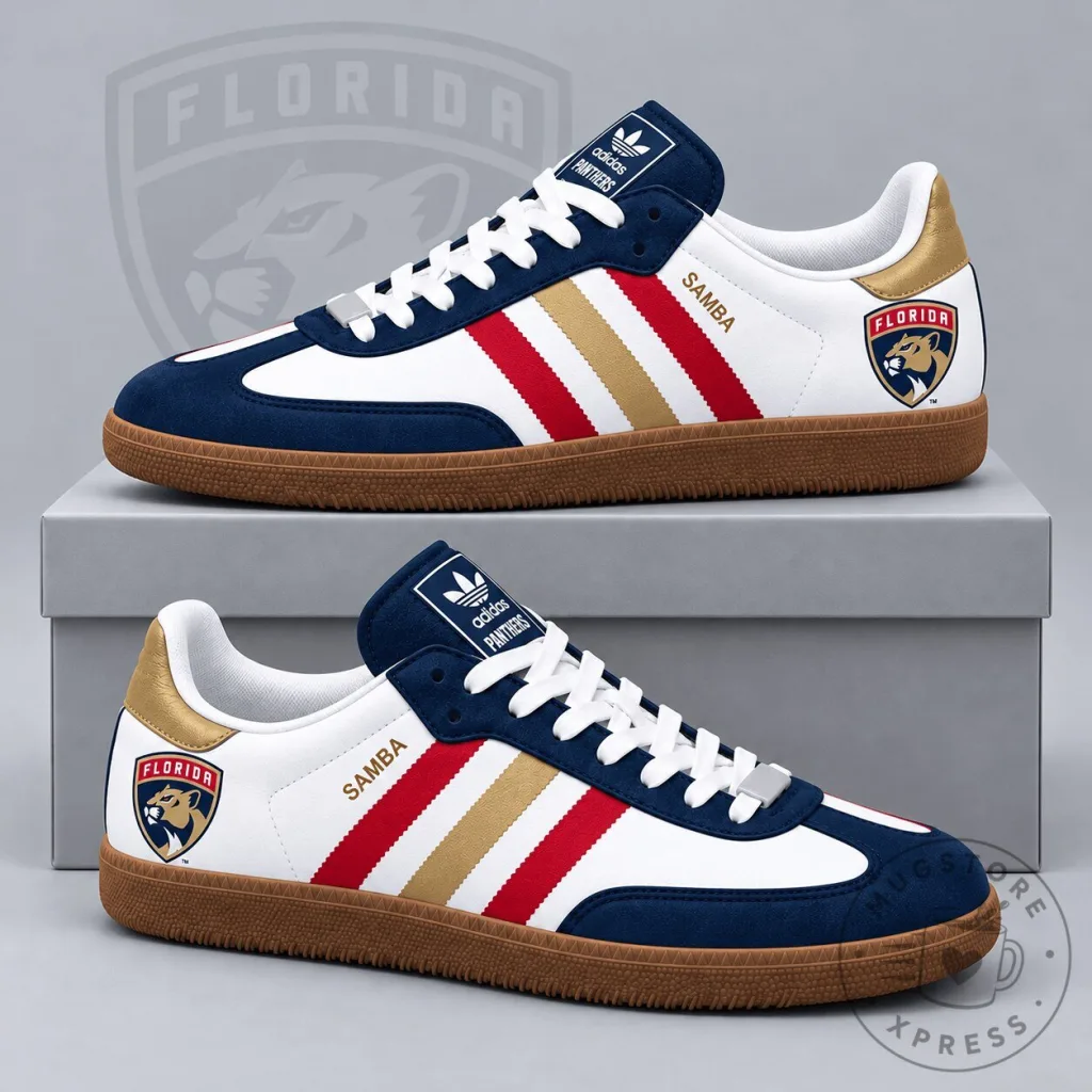 Florida Panthers Hockey Team Adidas Samba Low Top Sneakers Florida Panthers Hockey Team Adidas Samba Low Top Sneakers