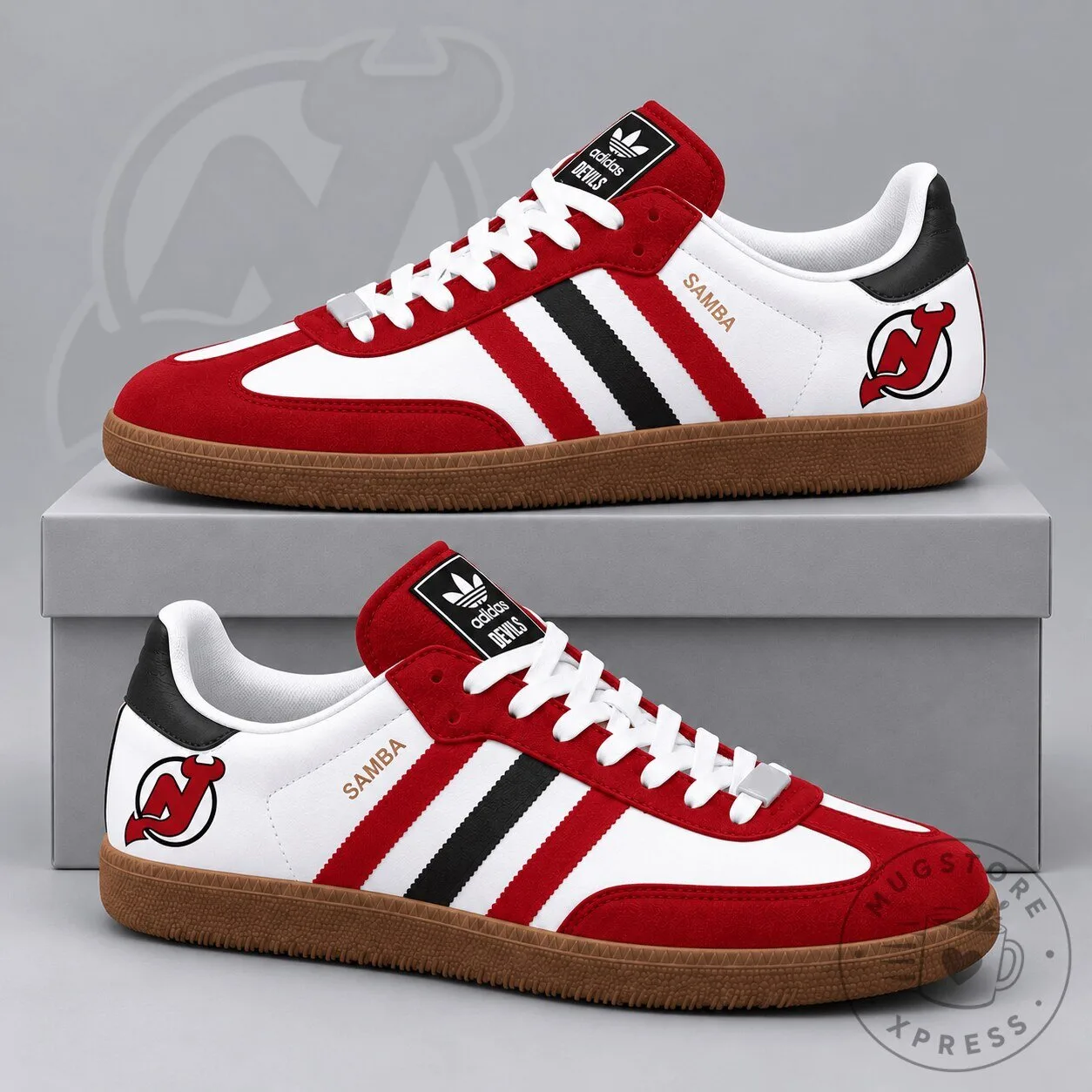 New Jersey Devils Hockey Team Adidas Samba Low Top Sneakers Shoes 1 New Jersey Devils Hockey Team Adidas Samba Low Top Sneakers Shoes