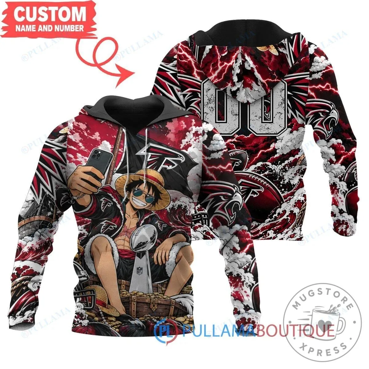 Atlanta Falcons Monkey D. Luffy One Piece Super Bowl Champions Hoodie